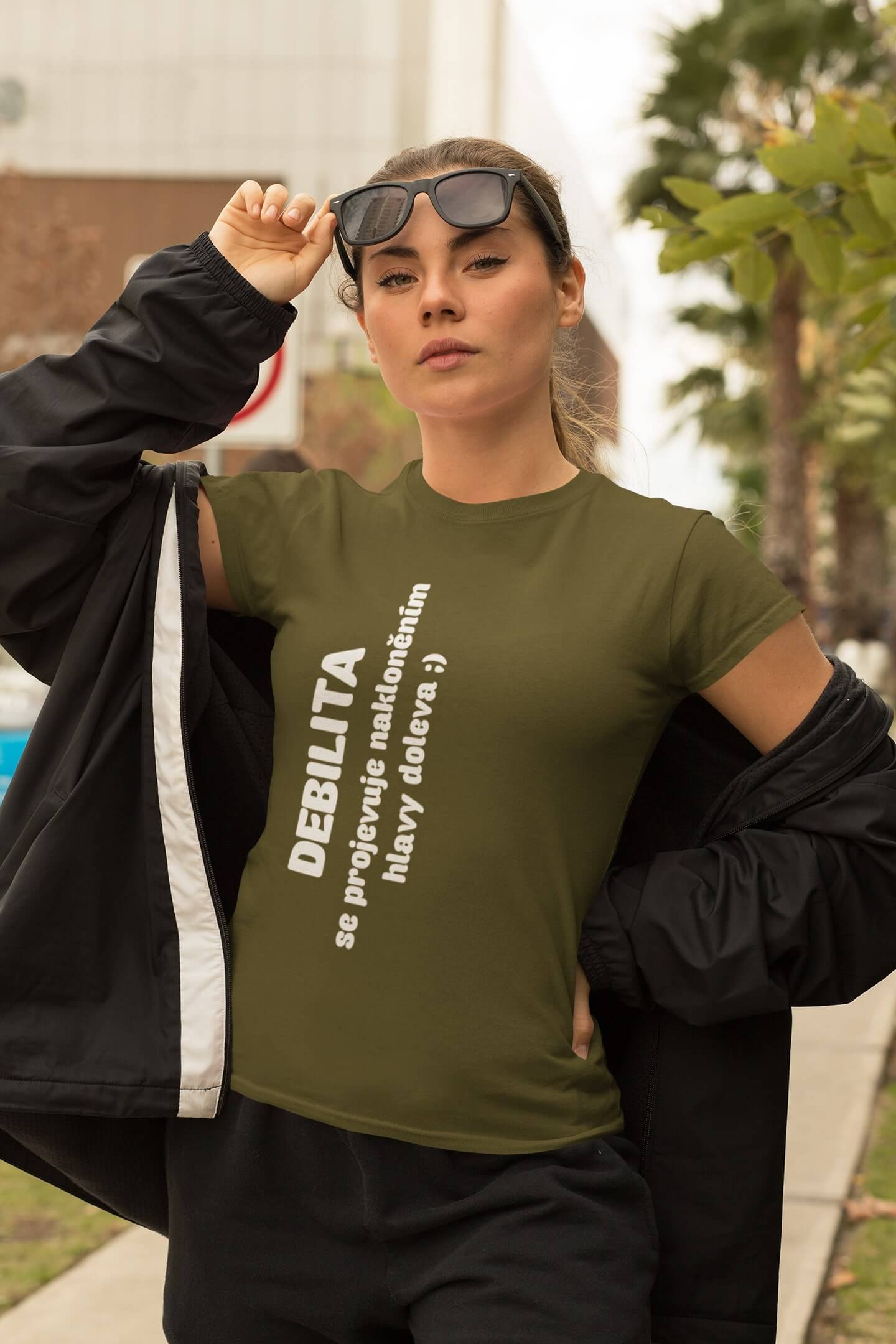 Dámské tričko Debilita Barva: Khaki, Velikost: S