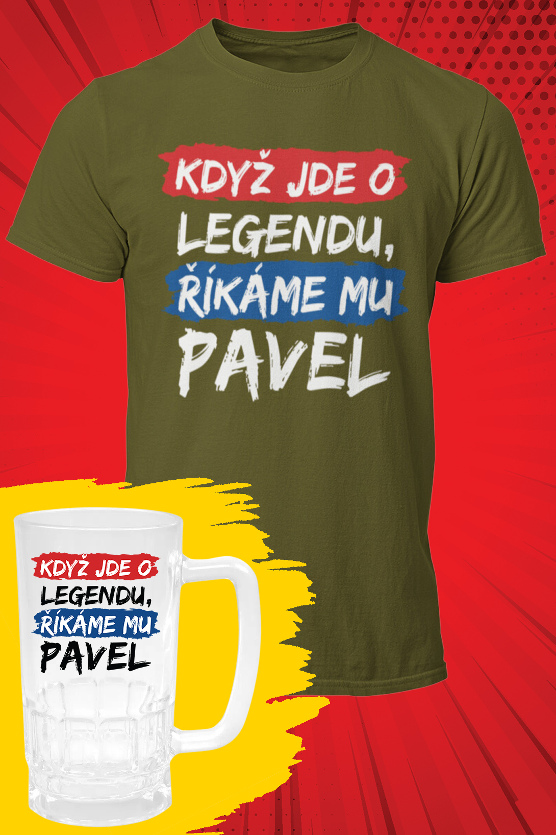 Pánské tričko Pavel - SET Barva: Khaki