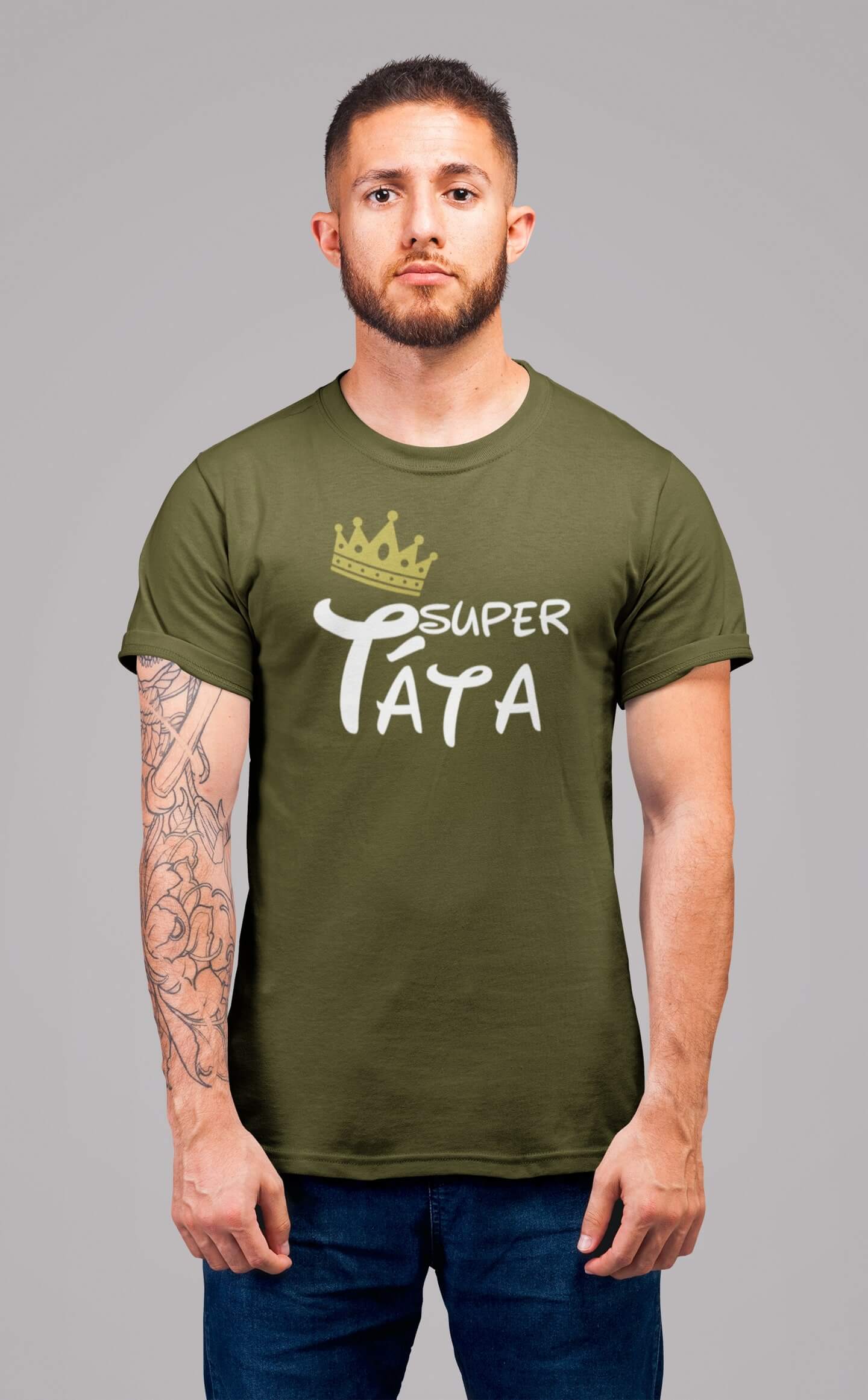Pánske tričko Super táta Barva: Khaki, Velikost: 2XL