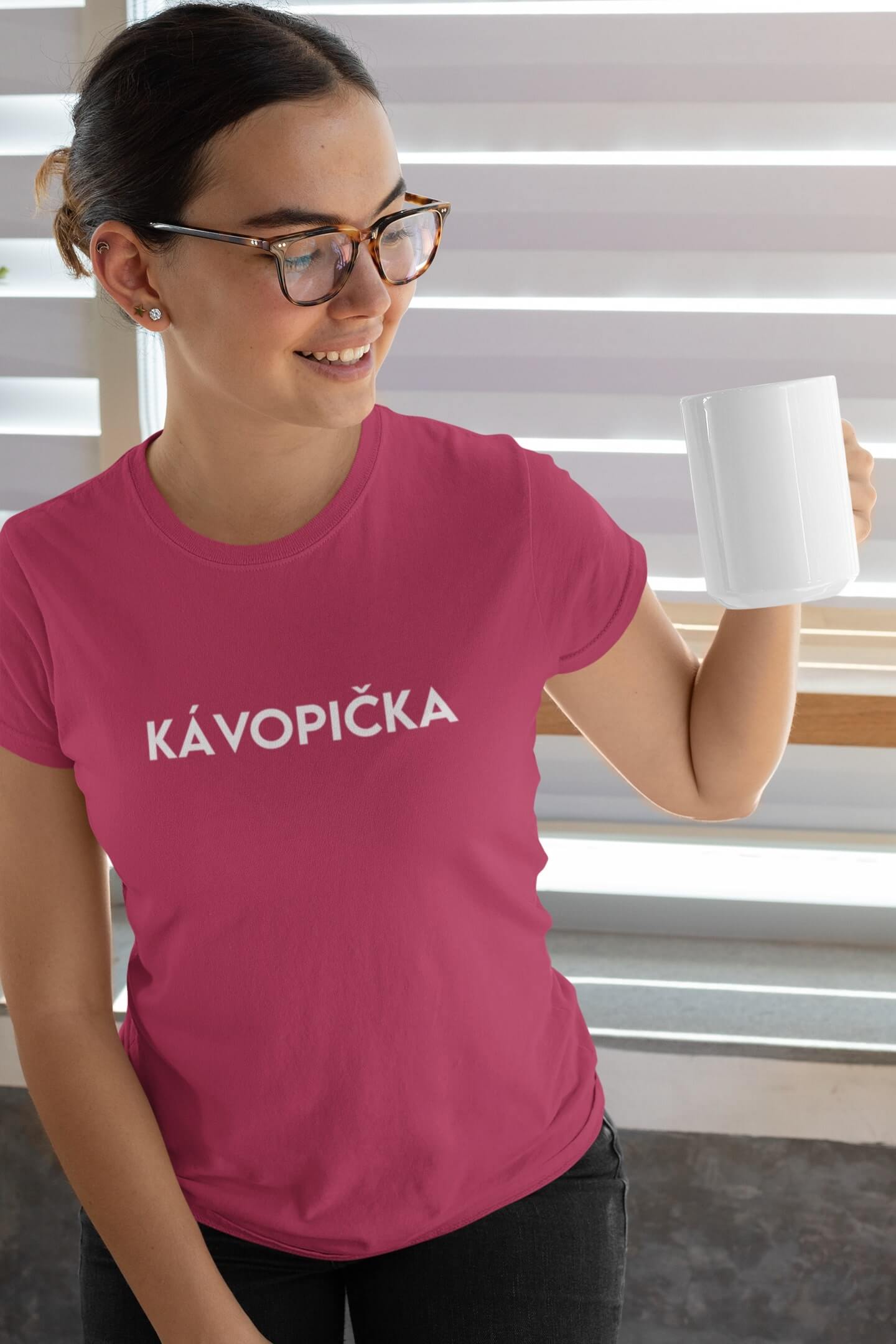 Levně Dámské tričko Kávopička Barva: Purpurová