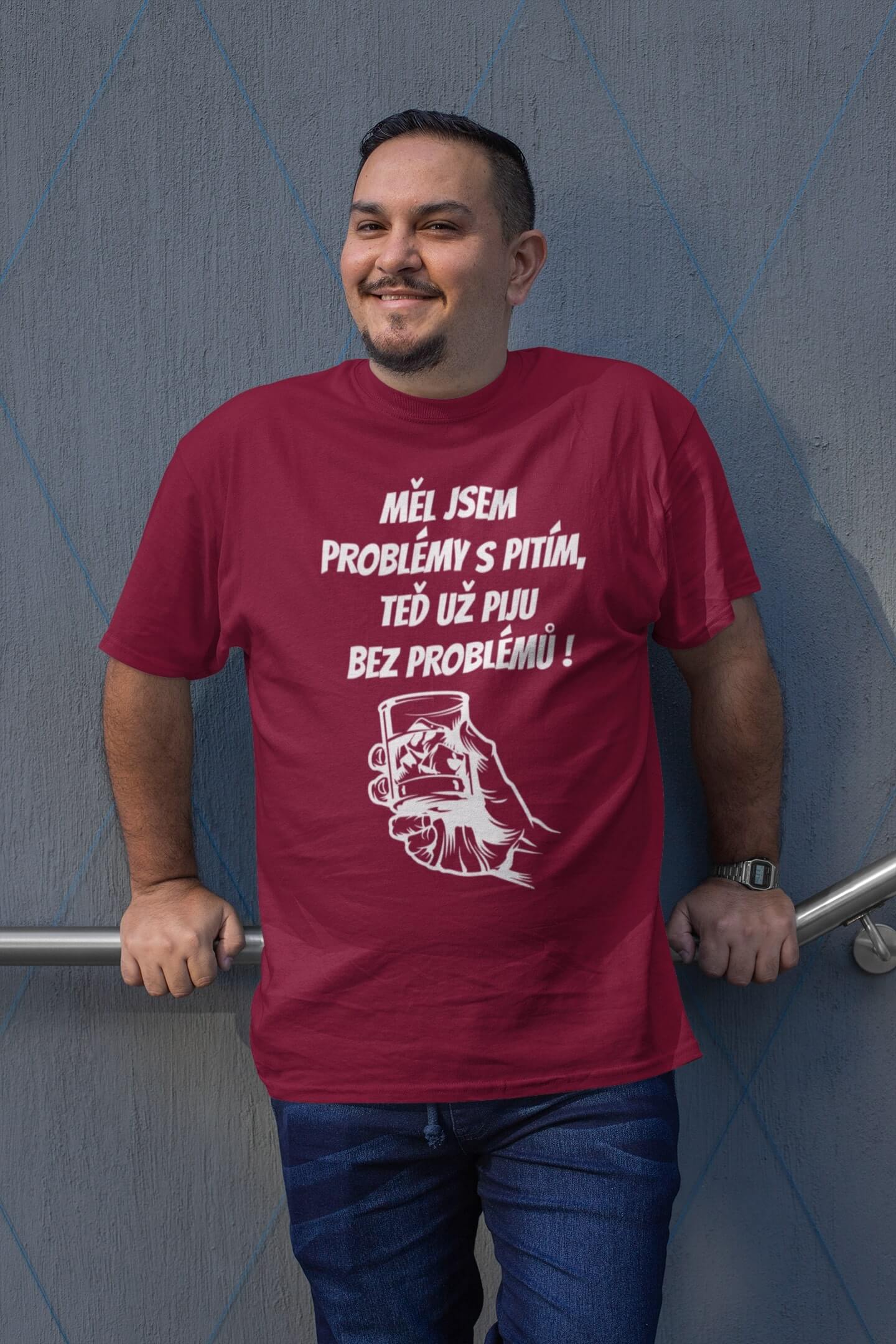 Pánské tričko MĚL JSEM PROBLÉMY S PITÍM