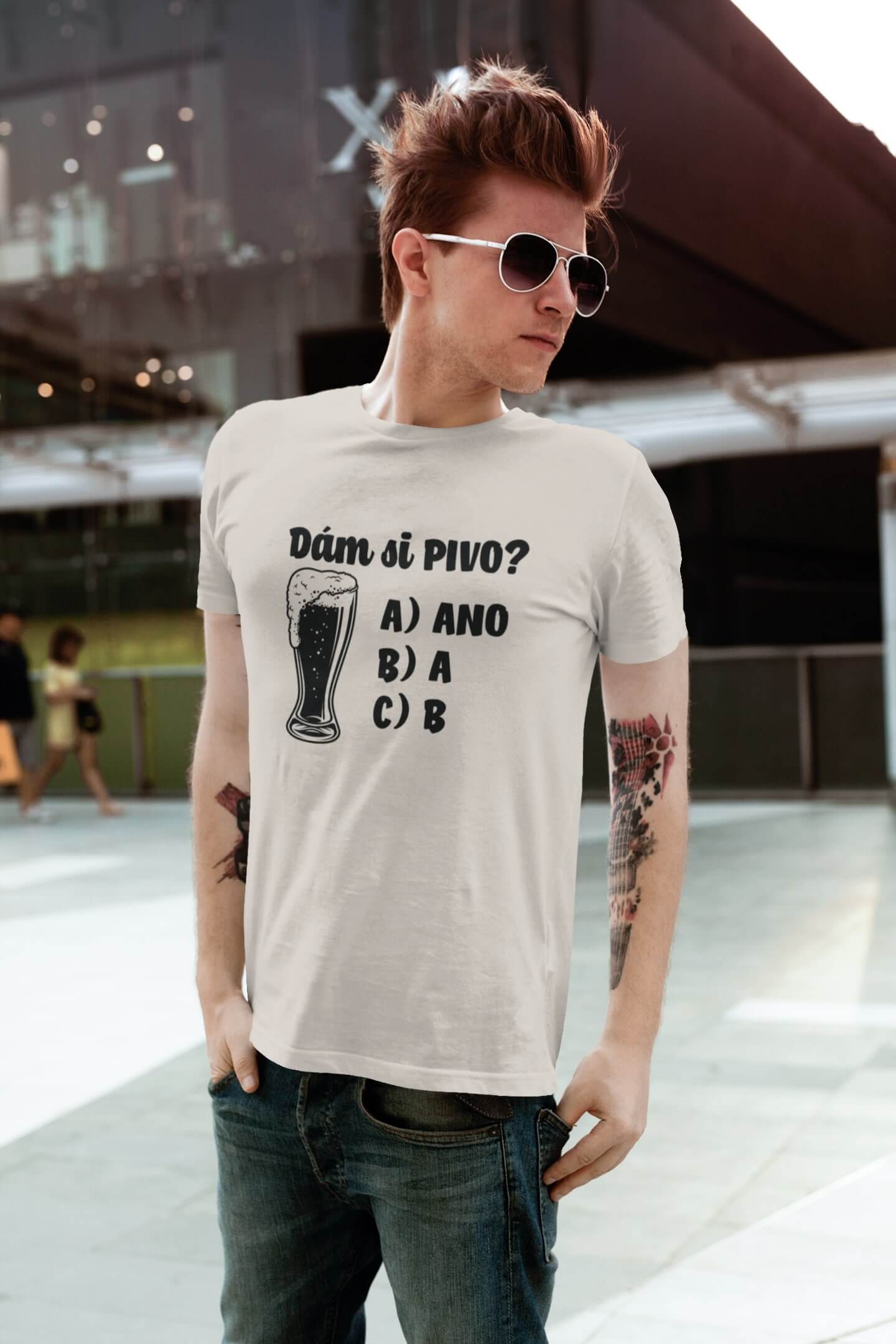 Pánské tričko Dám si pivo Barva: Ledově šedá, Velikost: 4XL