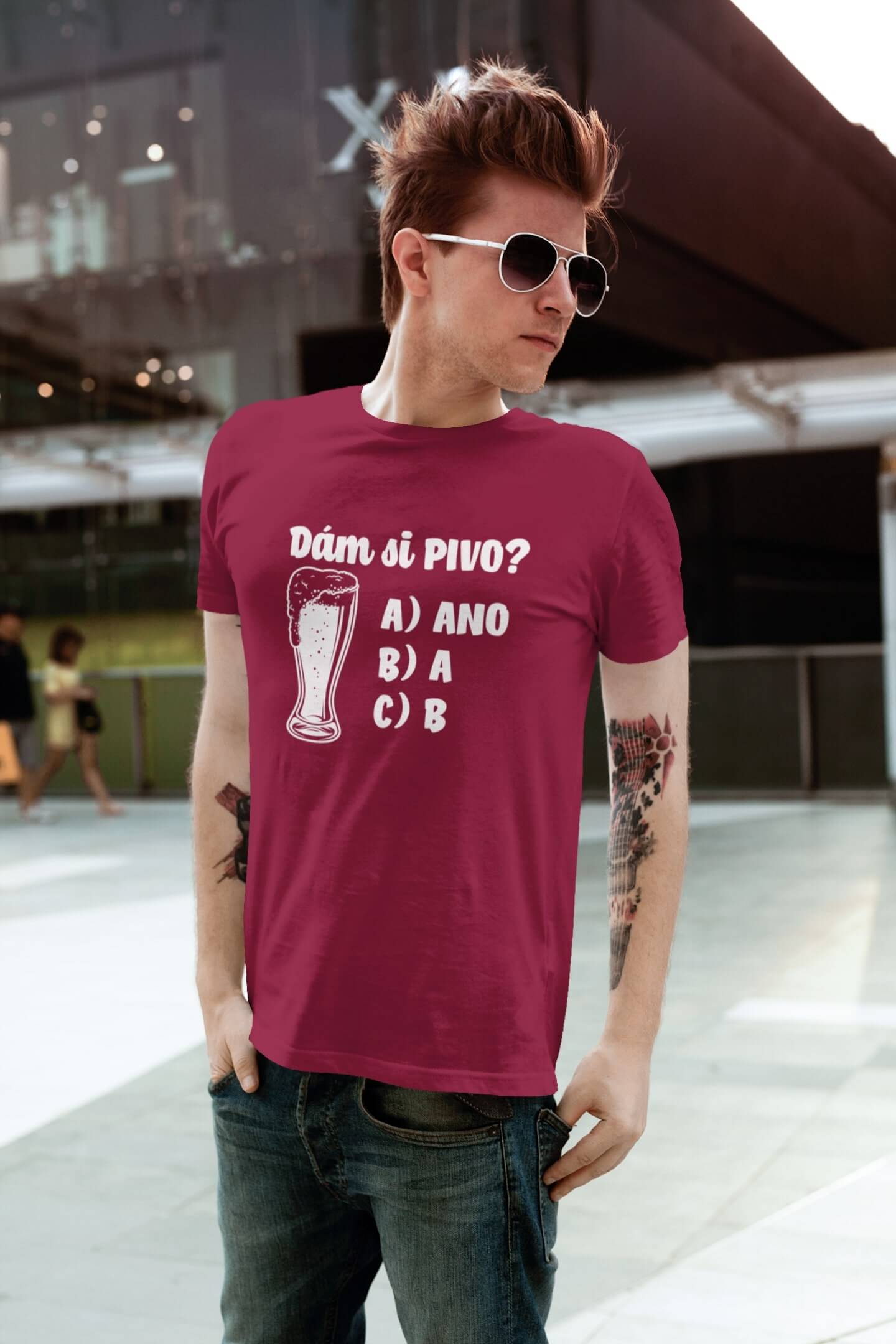 Pánské tričko Dám si pivo Barva: Marlboro červená, Velikost: 2XL