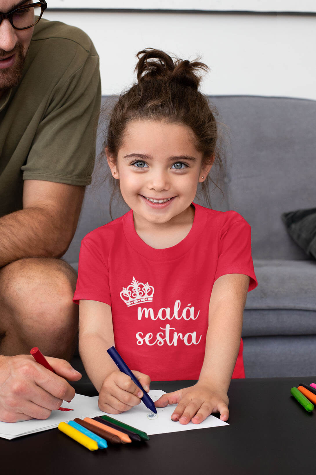 Dětské tričko Malá sestra Barva: Červená, Velikost: 134