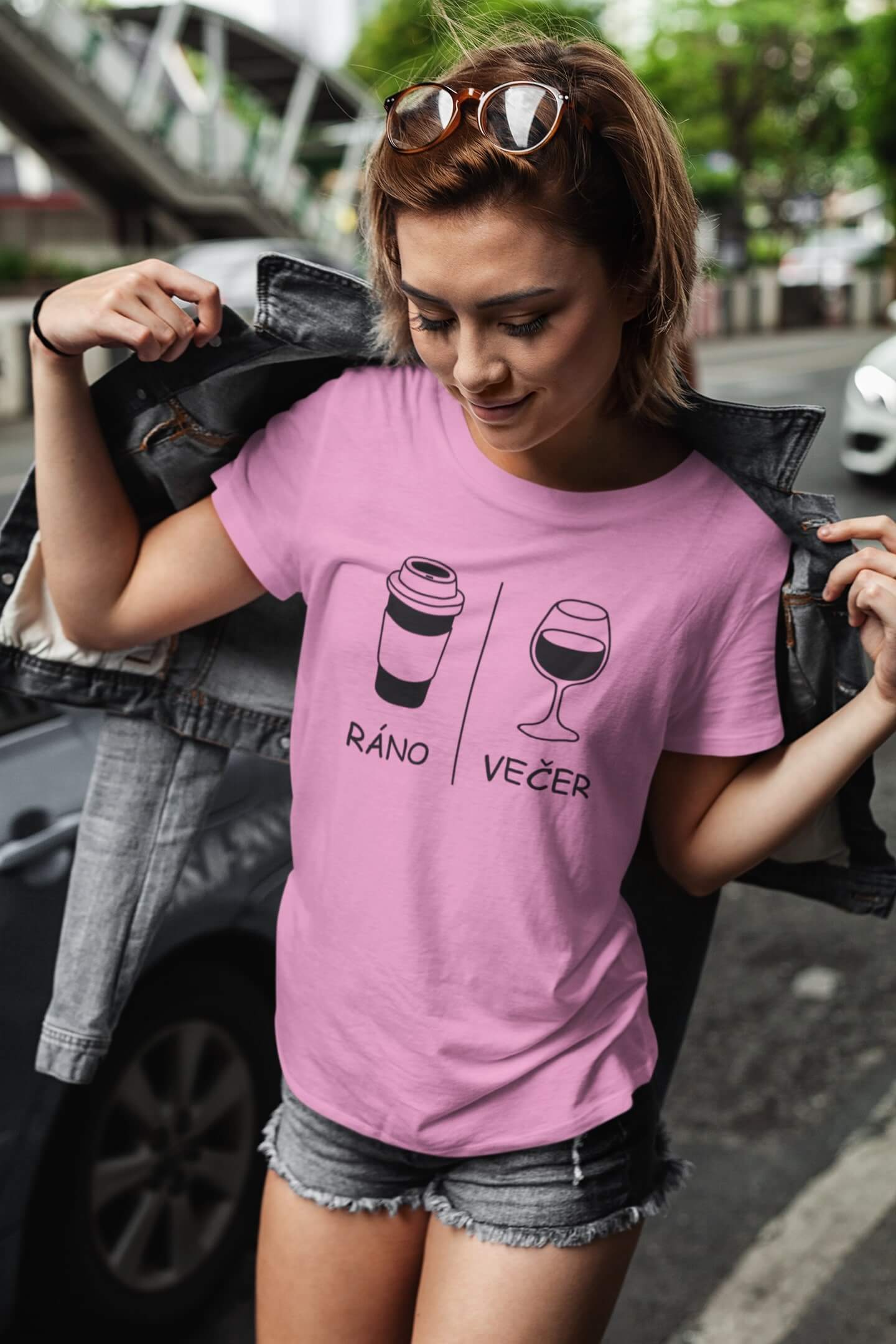 Dámské tričko Ráno/večer Barva: Ružová, Velikost: L