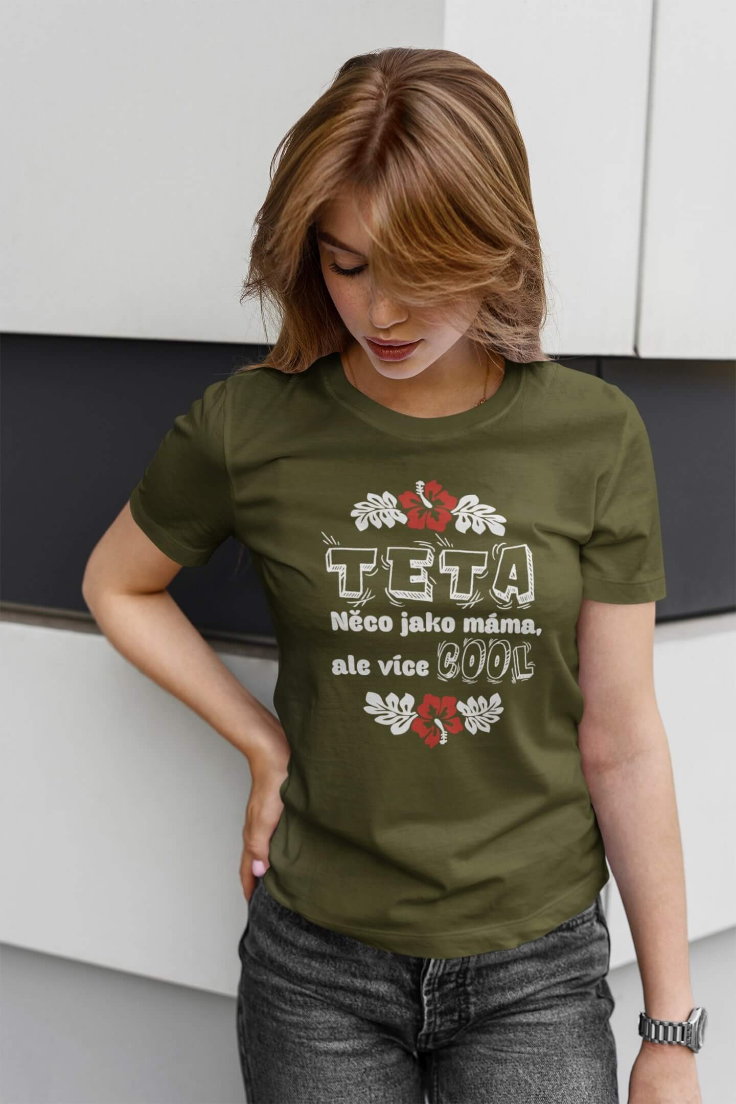 Dámské tričko pro tetu Barva: Khaki, Velikost: 2XL
