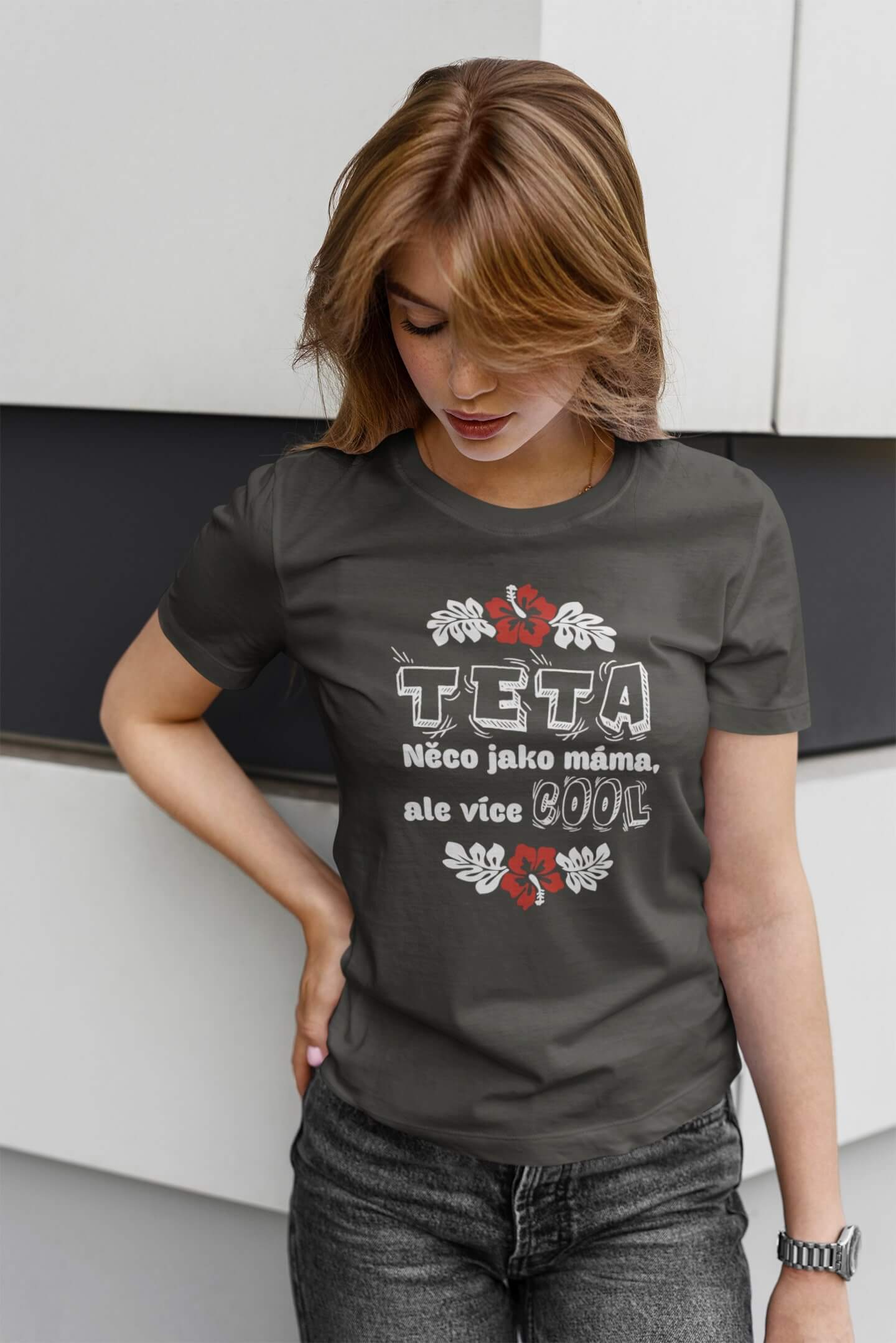 Dámské tričko pro tetu Barva: Tmavá břidlice, Velikost: XS