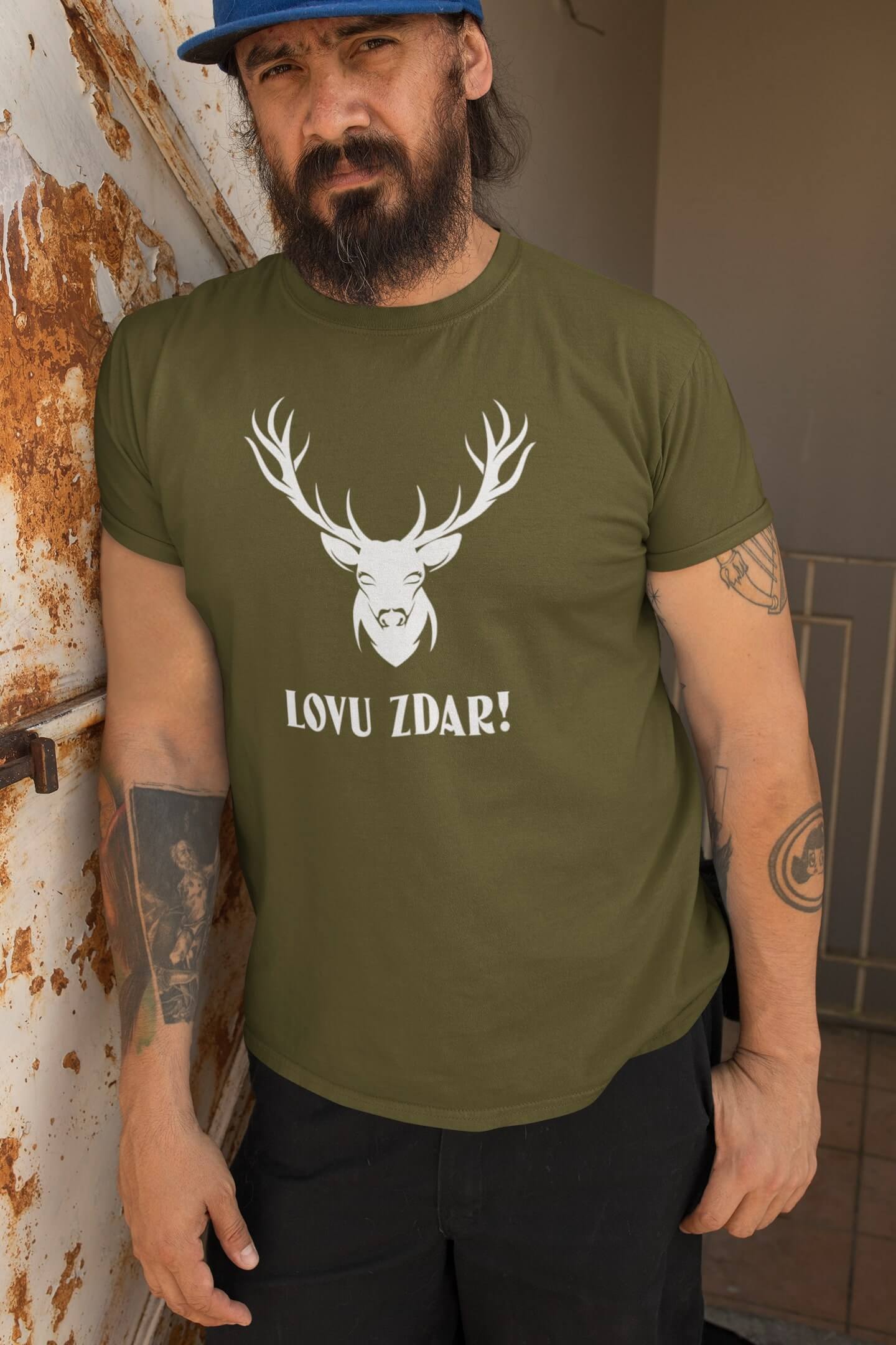 Pánské tričko Lovu zdar Barva: Khaki, Velikost: S