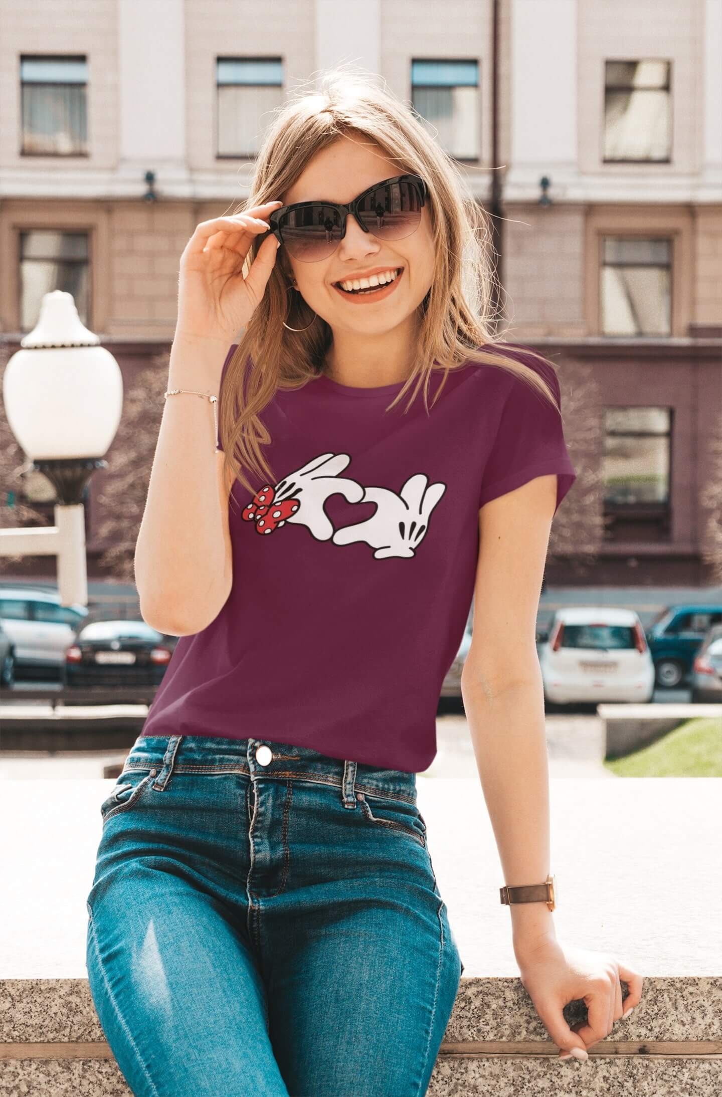 Dámské tričko Ruky Minnie Barva: Fuchsiová, Velikost: M