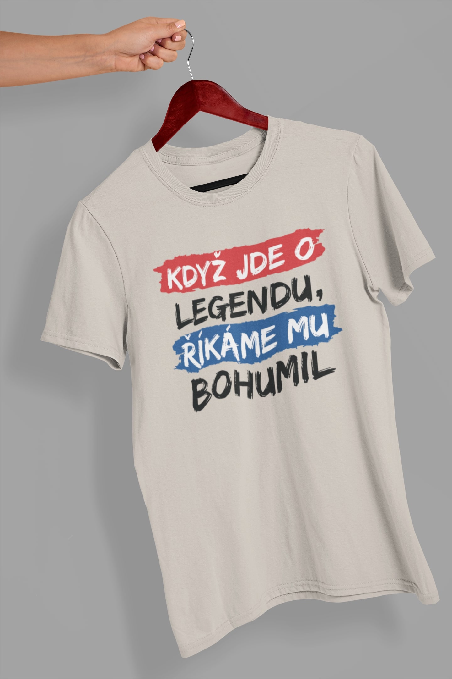 Pánské tričko Bohumil Barva: Ledově šedá