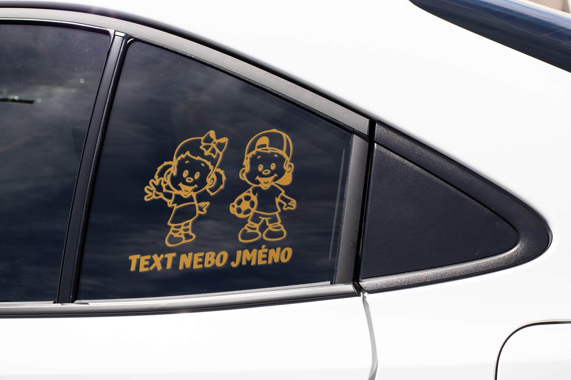 Samolepka Děti v autě s vlastním textem
