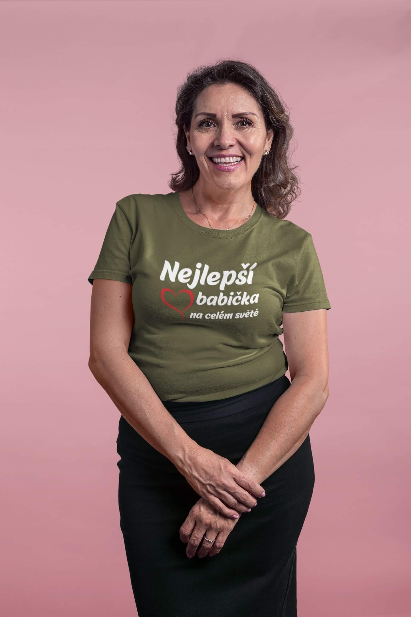 Dámské tričko Nejlepší babička Barva: Khaki, Velikost: 2XL
