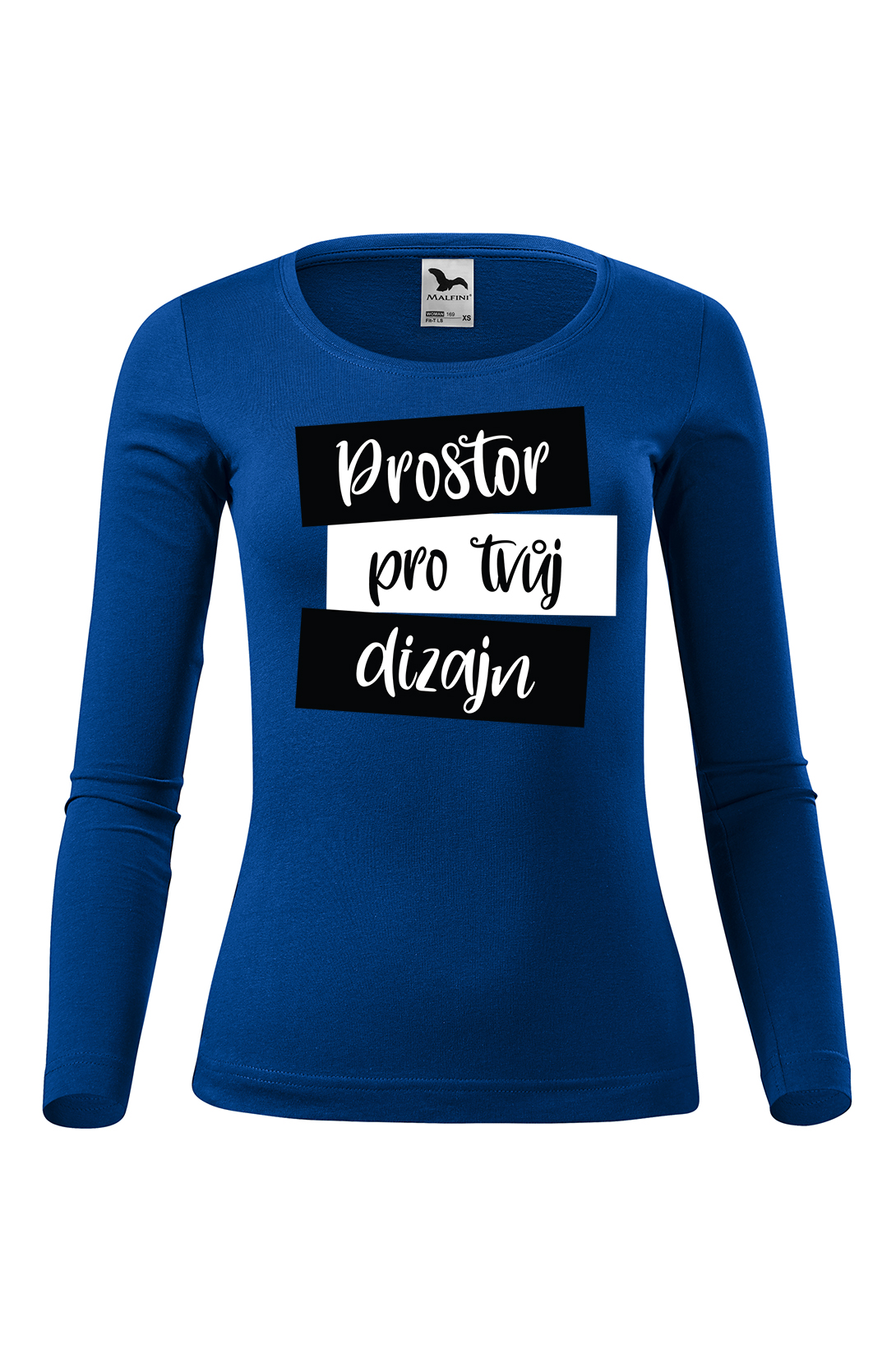 Dámské tričko s dlouhým rukávem s vlastním potiskem Barva: Kráľovská modrá, Velikost: XS