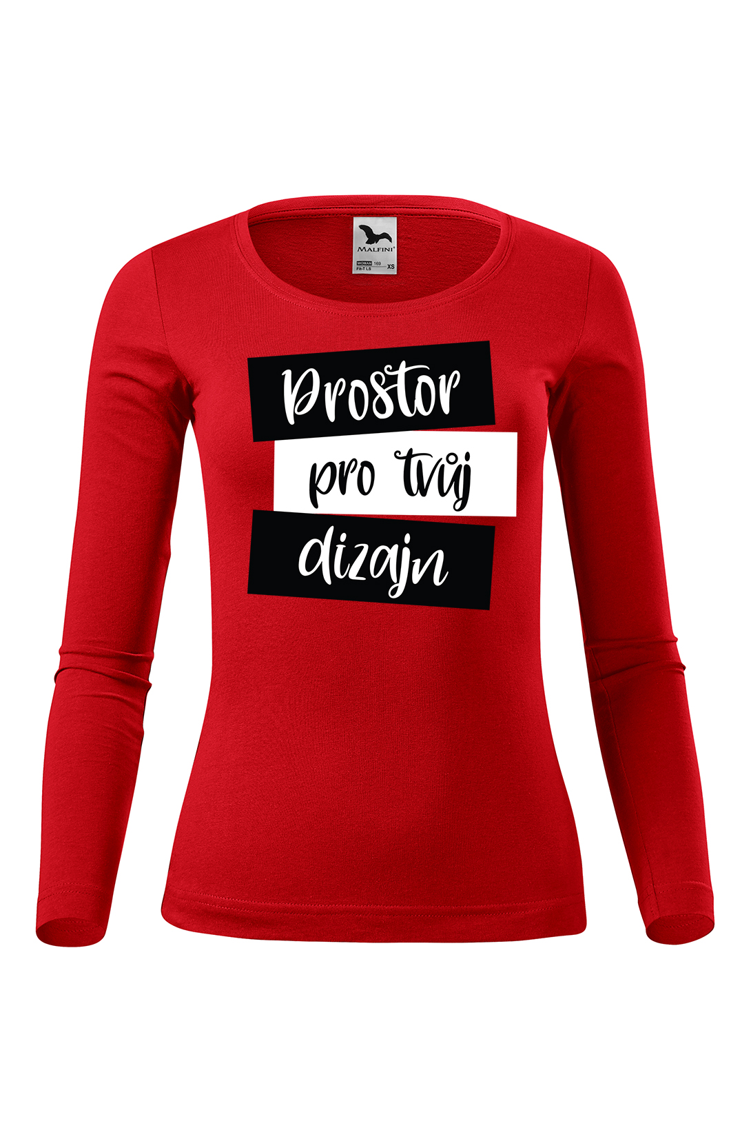 Dámské tričko s dlouhým rukávem s vlastním potiskem Barva: Červená, Velikost: L