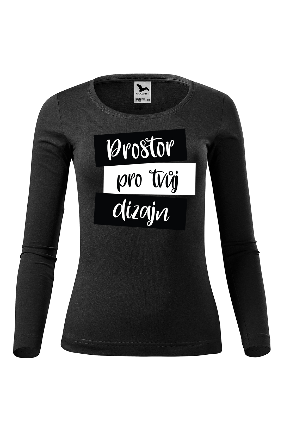 Dámské tričko s dlouhým rukávem s vlastním potiskem Barva: Černá, Velikost: 2XL