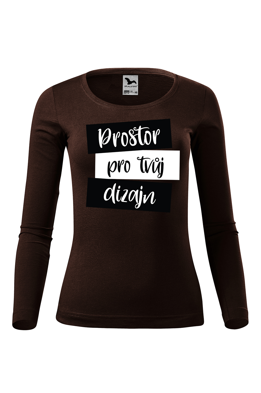 Dámské tričko s dlouhým rukávem s vlastním potiskem Barva: Kávová, Velikost: S