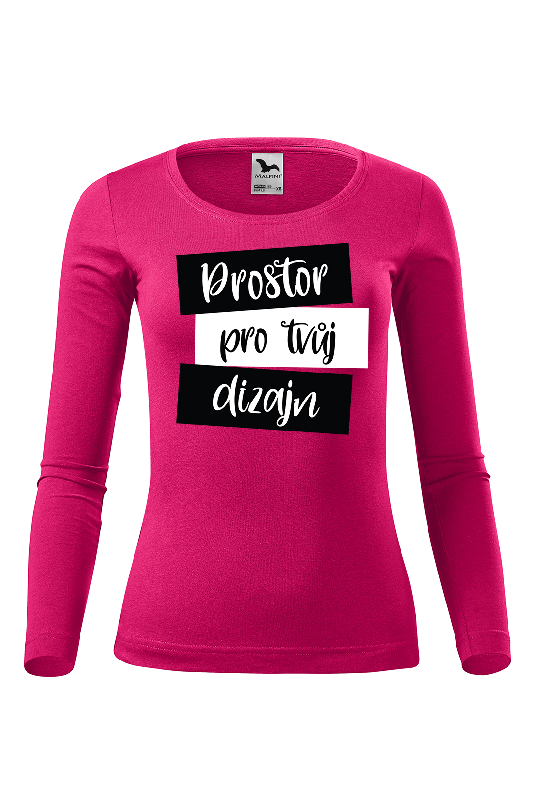 Dámské tričko s dlouhým rukávem s vlastním potiskem Barva: Malinová, Velikost: M