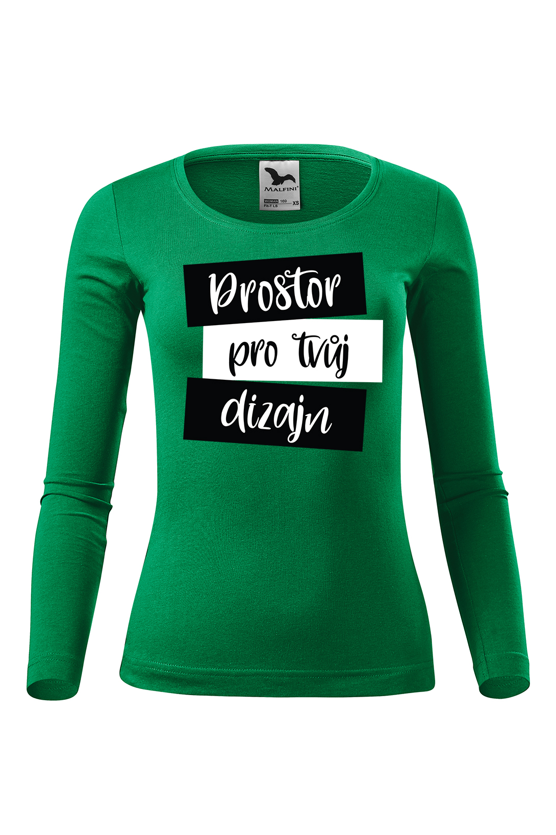 Dámské tričko s dlouhým rukávem s vlastním potiskem Barva: Trávová zelená, Velikost: L