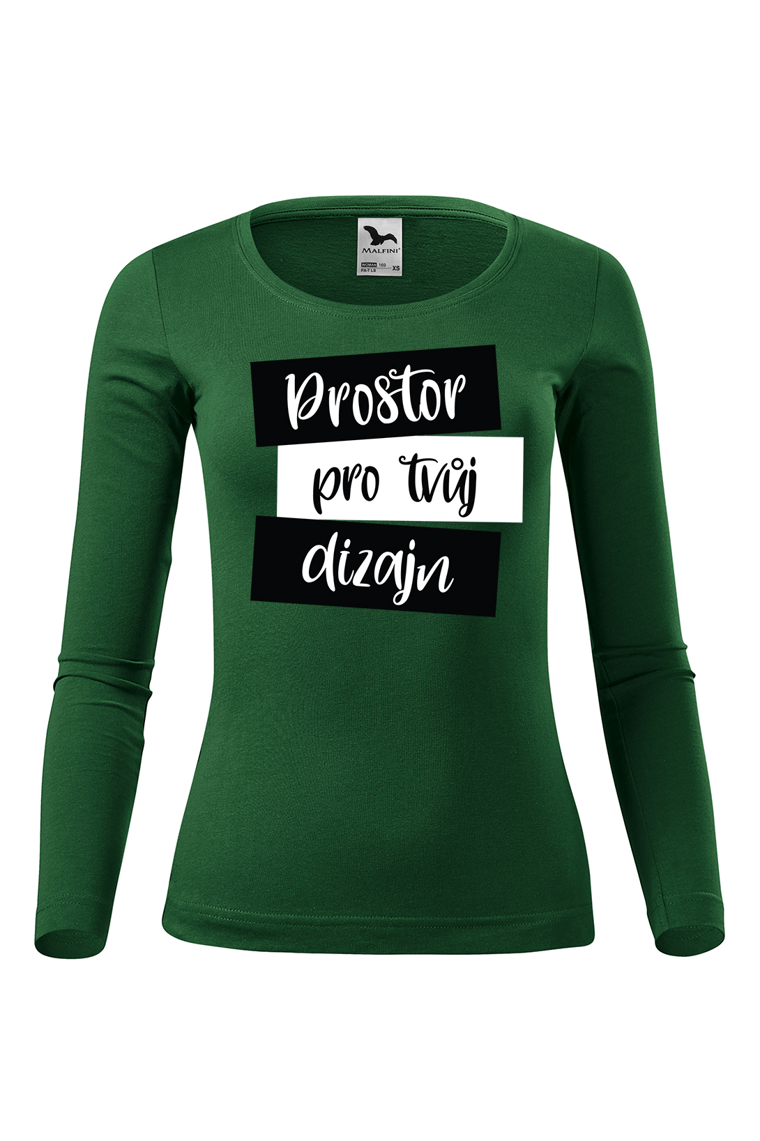 Dámské tričko s dlouhým rukávem s vlastním potiskem Barva: Láhvově zelená, Velikost: 2XL