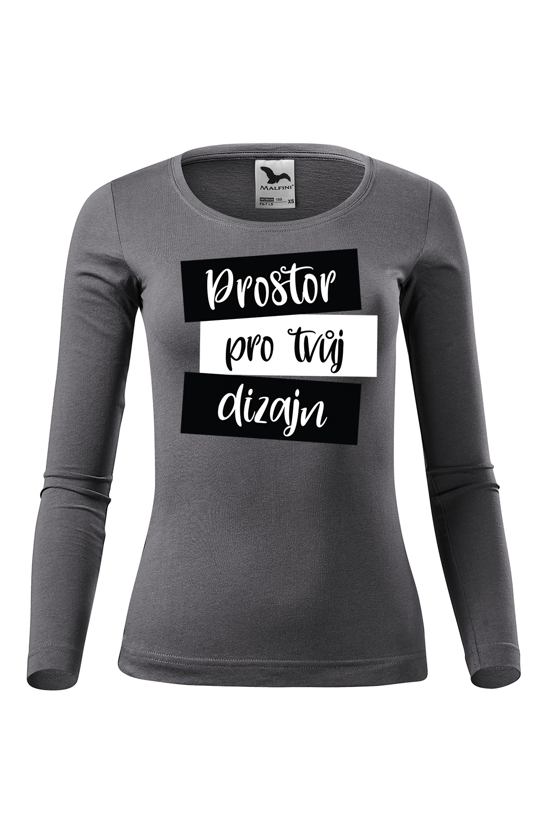 Dámské tričko s dlouhým rukávem s vlastním potiskem Barva: Ocelová šedá, Velikost: 2XL