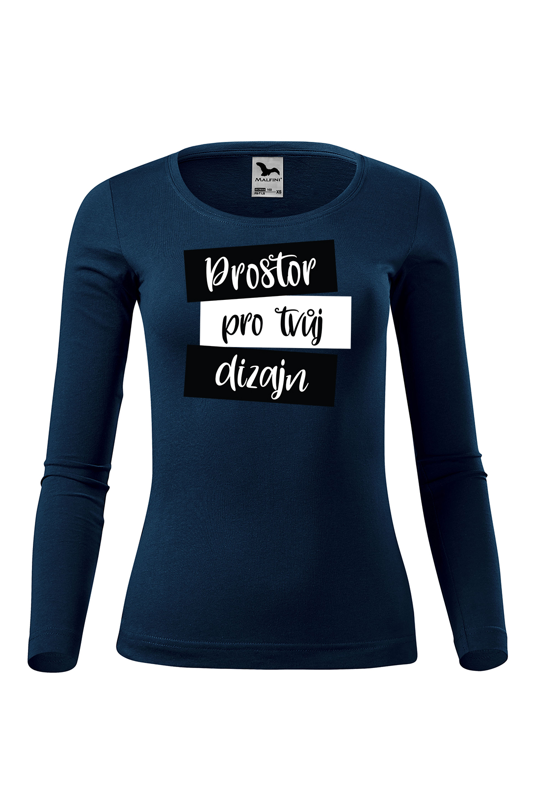 Dámské tričko s dlouhým rukávem s vlastním potiskem Barva: Tmavomodrá, Velikost: 2XL