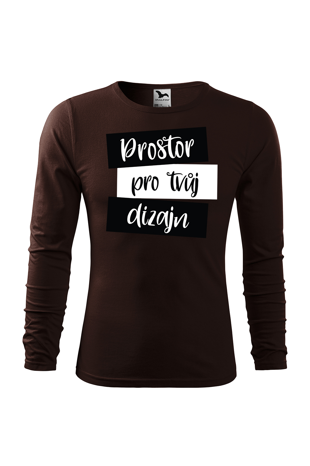 Pánské tričko s dlouhým rukávem s vlastním potiskem Barva: Kávová, Velikost: 2XL