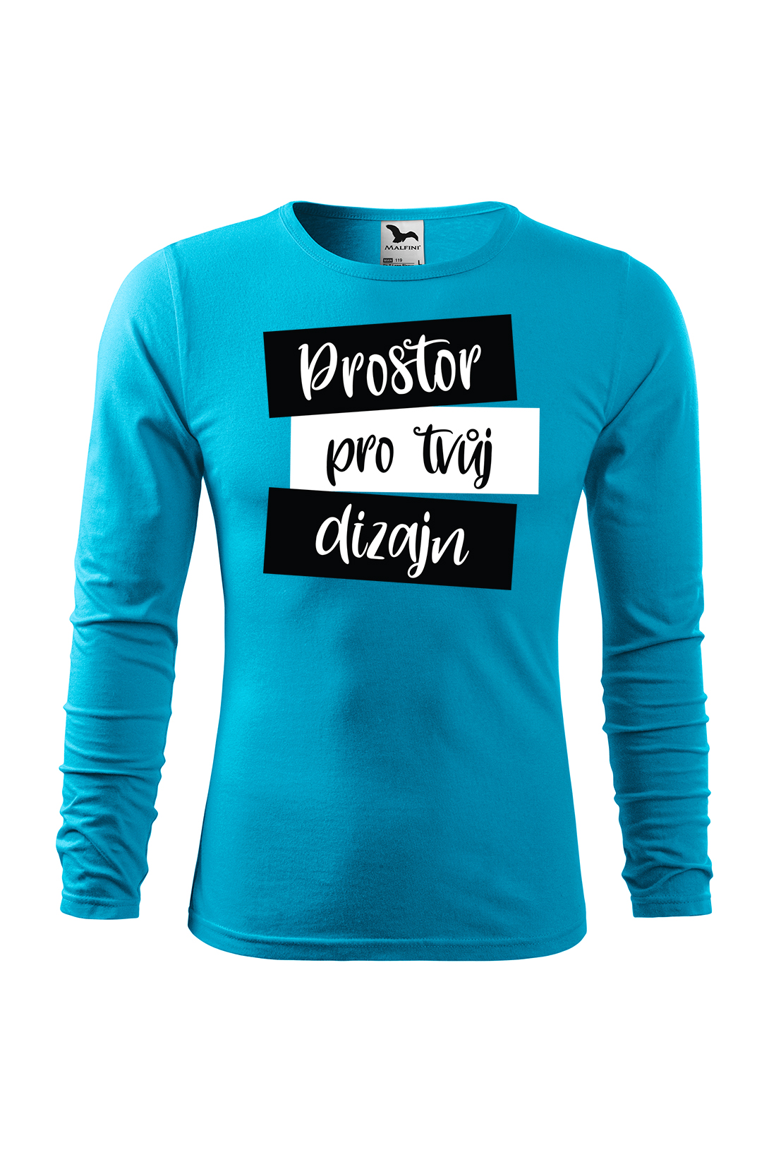Pánské tričko s dlouhým rukávem s vlastním potiskem Barva: Tyrkysová, Velikost: 2XL