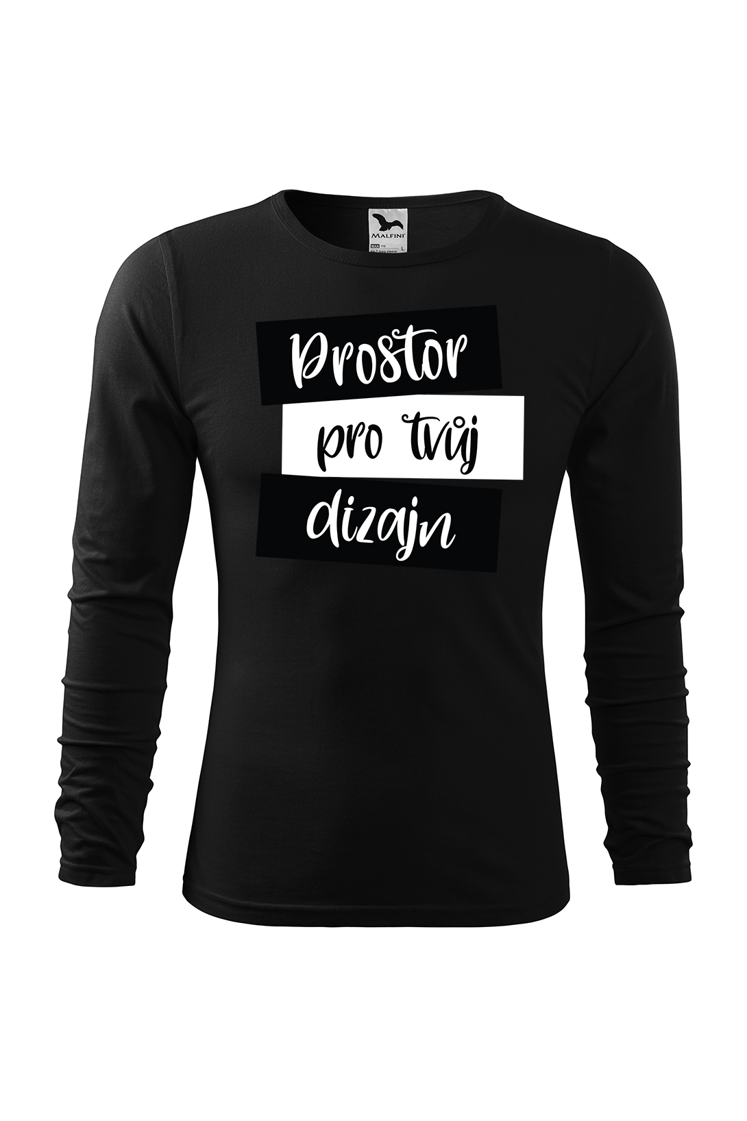 Pánské tričko s dlouhým rukávem s vlastním potiskem Barva: Černá, Velikost: 2XL