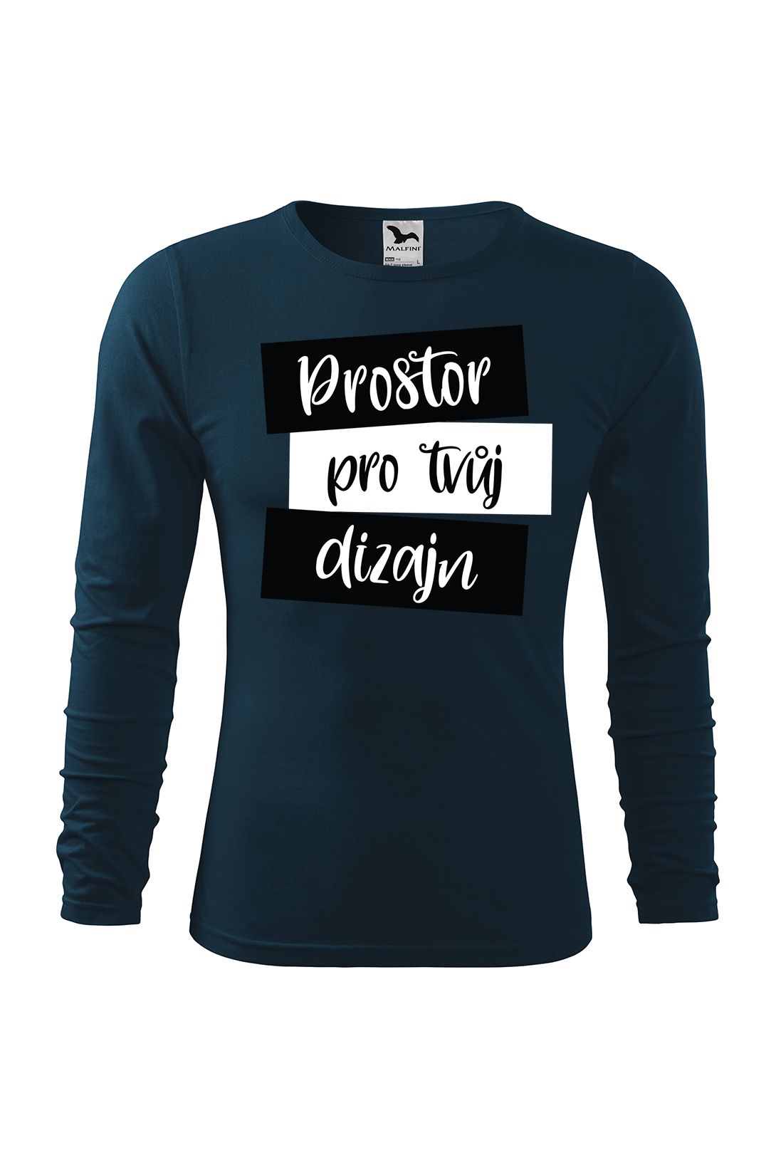 Pánské tričko s dlouhým rukávem s vlastním potiskem Barva: Tmavomodrá, Velikost: 2XL