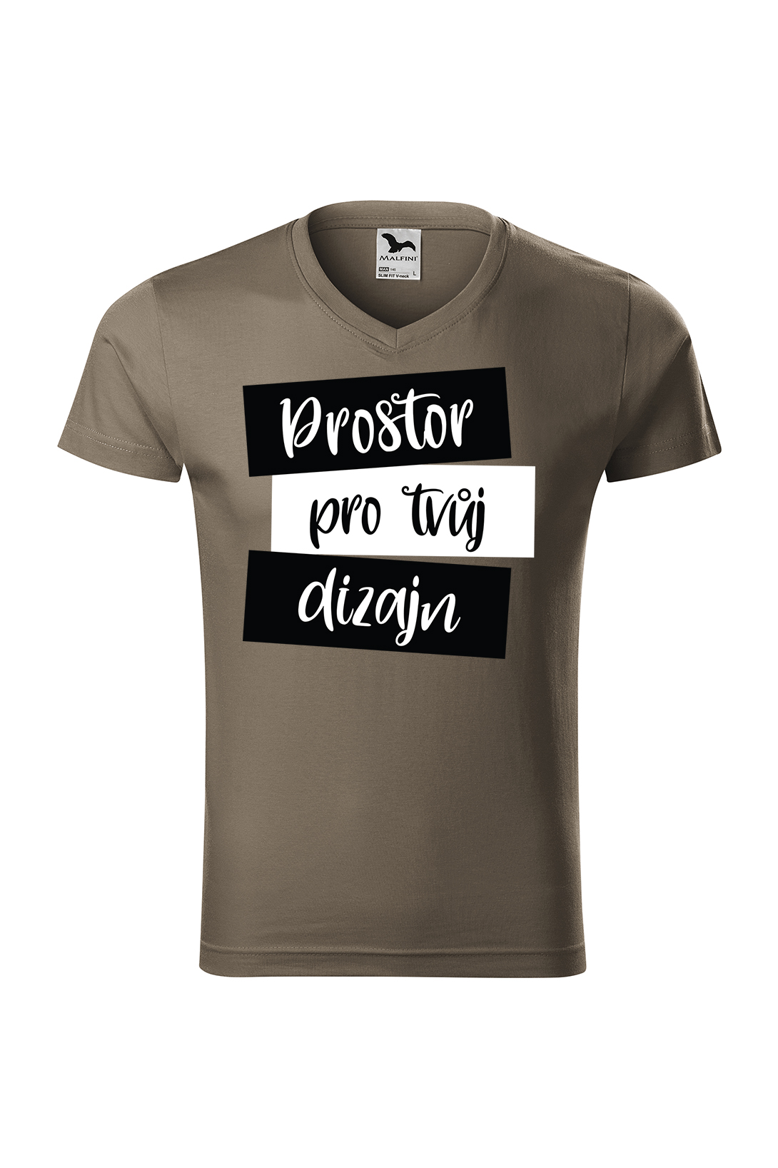 Pánské SLIM tričko (v-střih) s vlastním potiskem Barva: Army, Velikost: 2XL