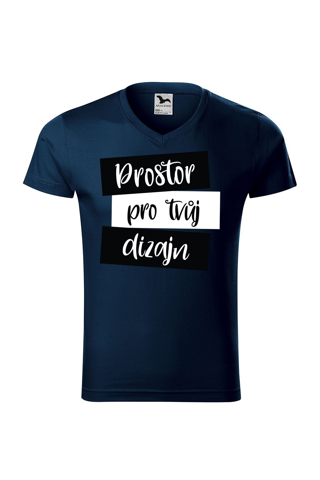 Pánské SLIM tričko (v-střih) s vlastním potiskem Barva: Tmavomodrá, Velikost: 2XL