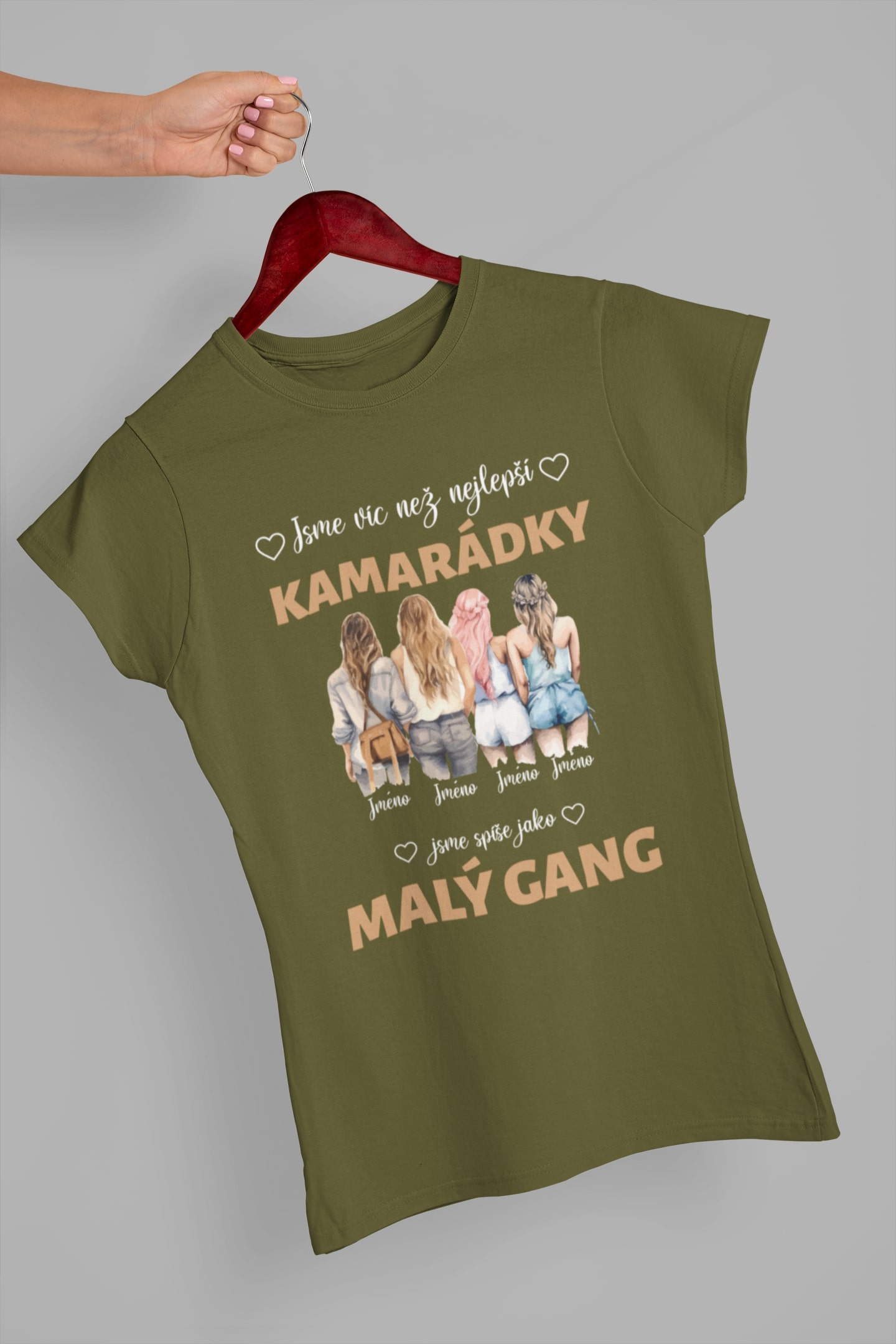 Dámské tričko Kamarádky Barva: Khaki, Velikost: S