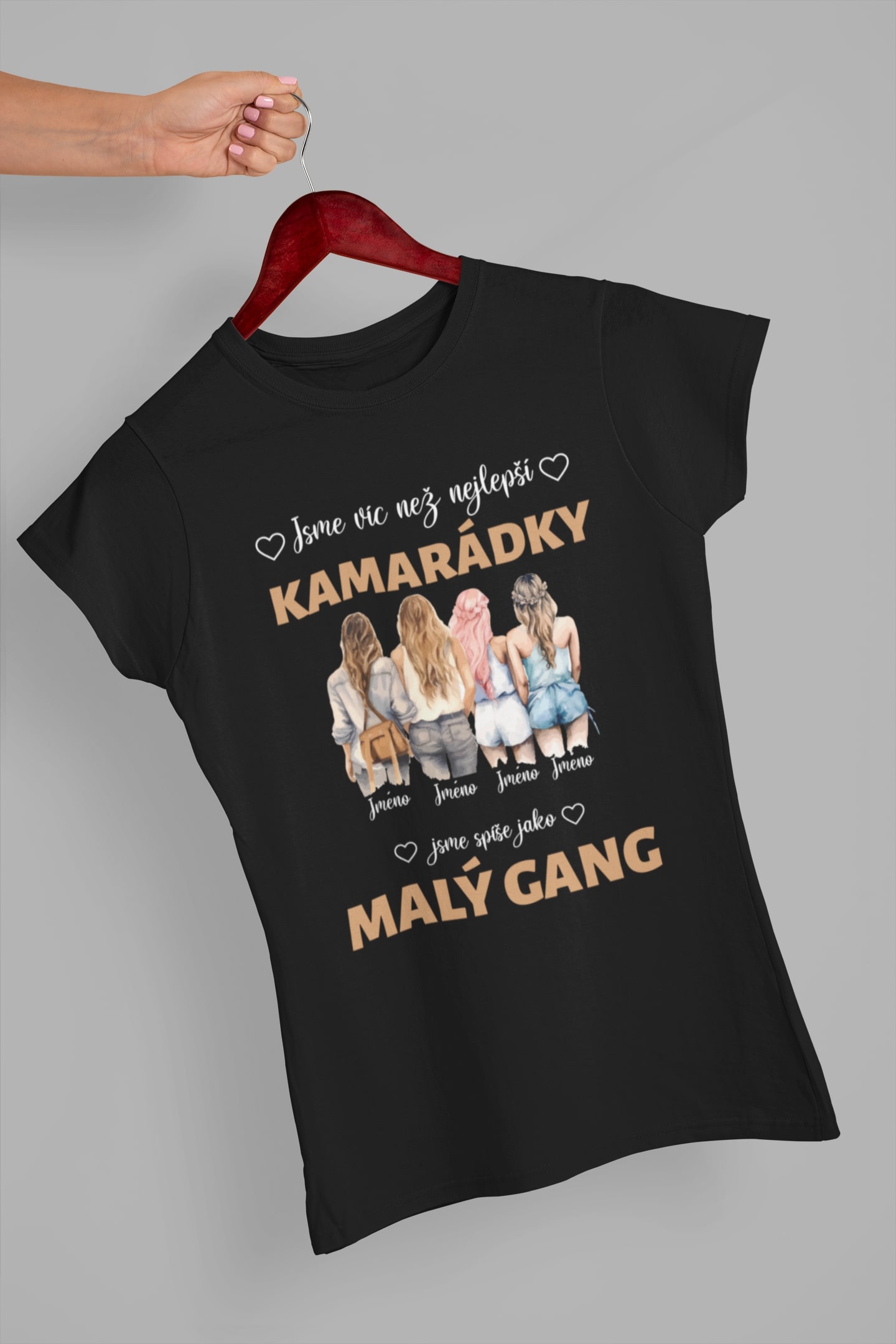 Dámské tričko Kamarádky Barva: Černá, Velikost: S