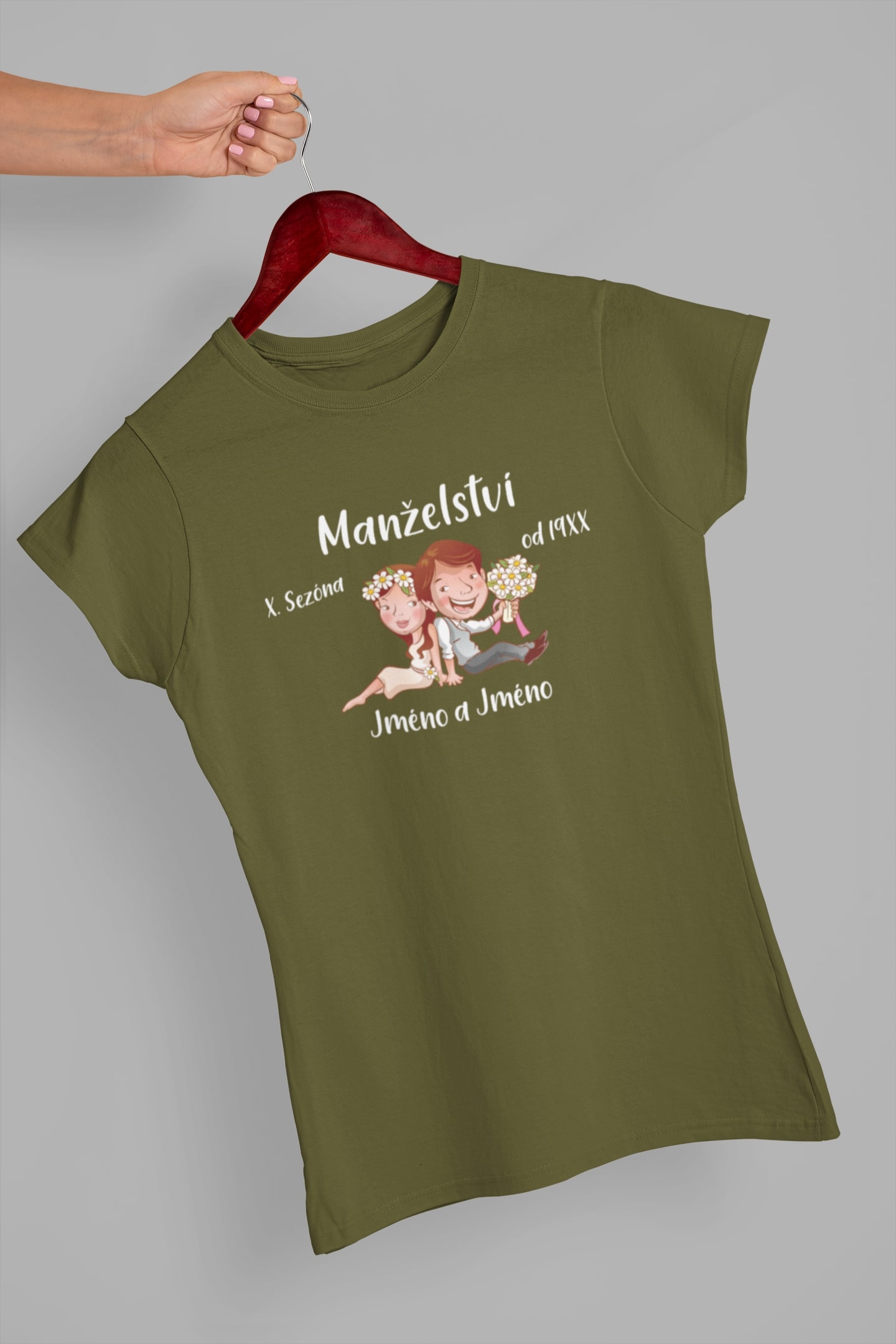 Dámské tričko Manželství Barva: Khaki, Velikost: L