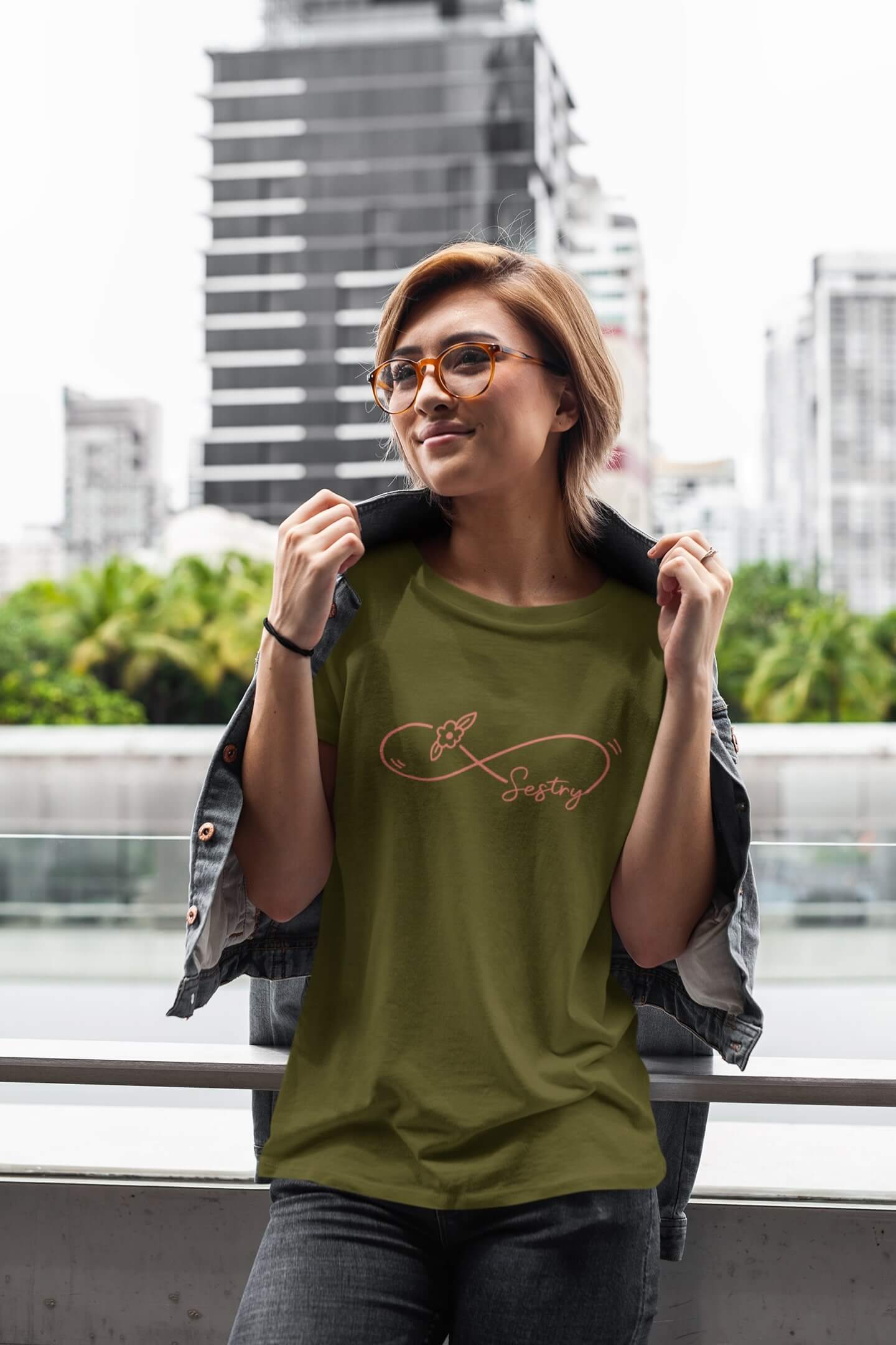 Dámské tričko Sestry Barva: Khaki, Velikost: XL