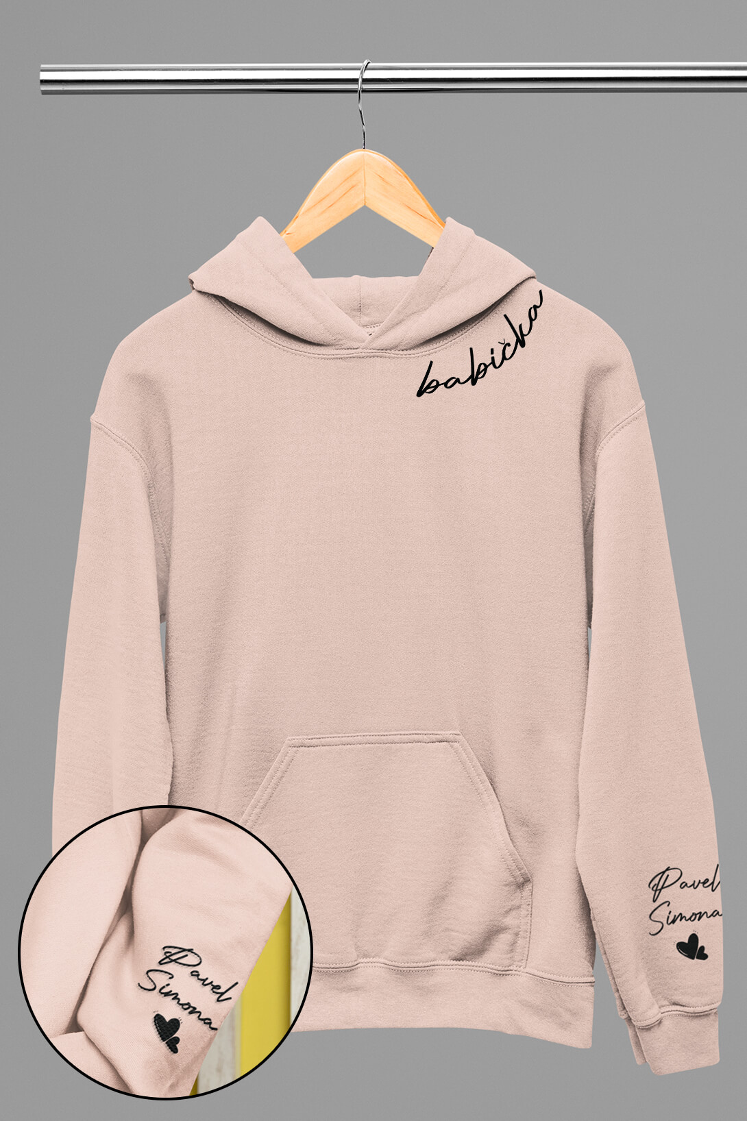 Dámská mikina pro babičku se jmény dětí Barva: Soft rose