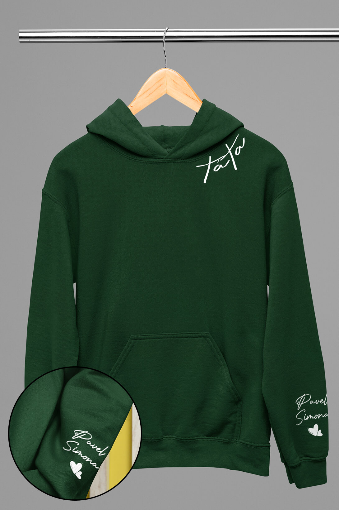 Pánská mikina pro tátu se jmény dětí Barva: Láhvově zelená