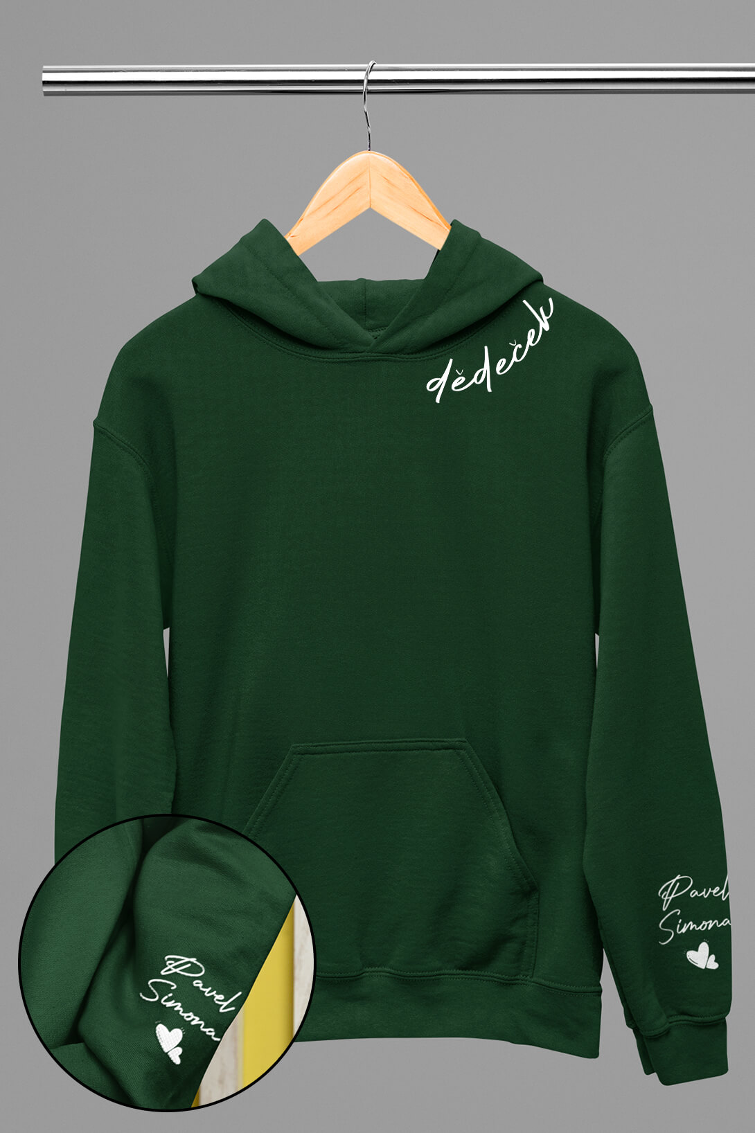 Pánská mikina pro dědečka se jmény dětí Barva: Láhvově zelená