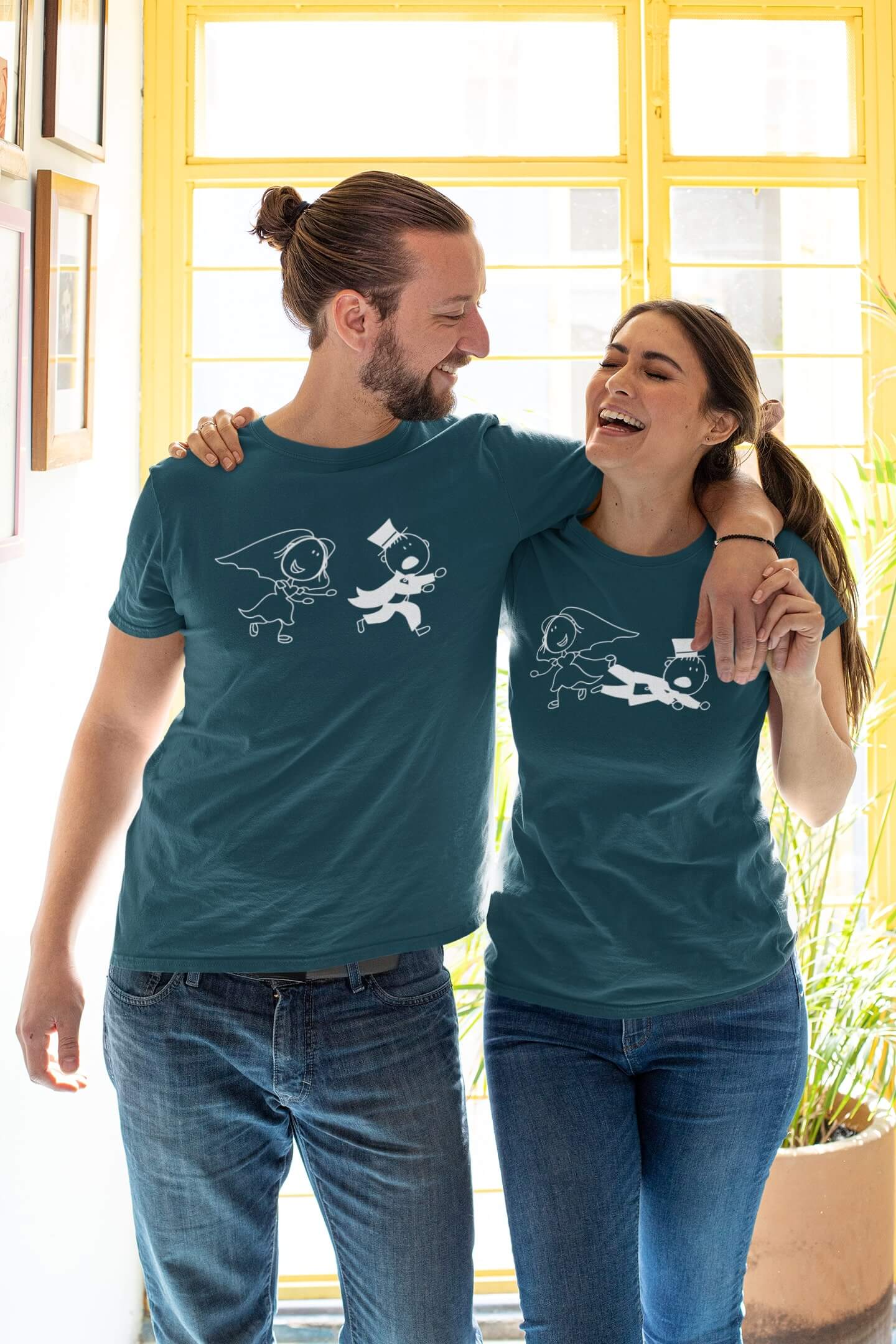 Trička pro páry Svatební pár Barva: Petrolejová, Dámska velikost: M, Pánska velikost: S