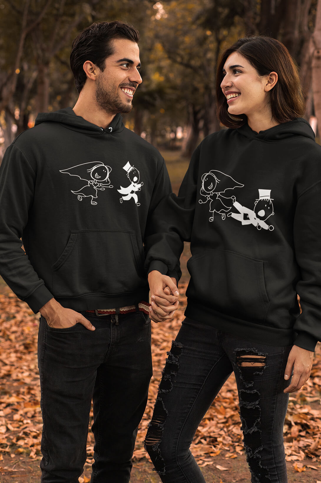 Mikiny pro páry Svatební pár Barva: Černá, Dámska velikost: XS, Pánska velikost: S