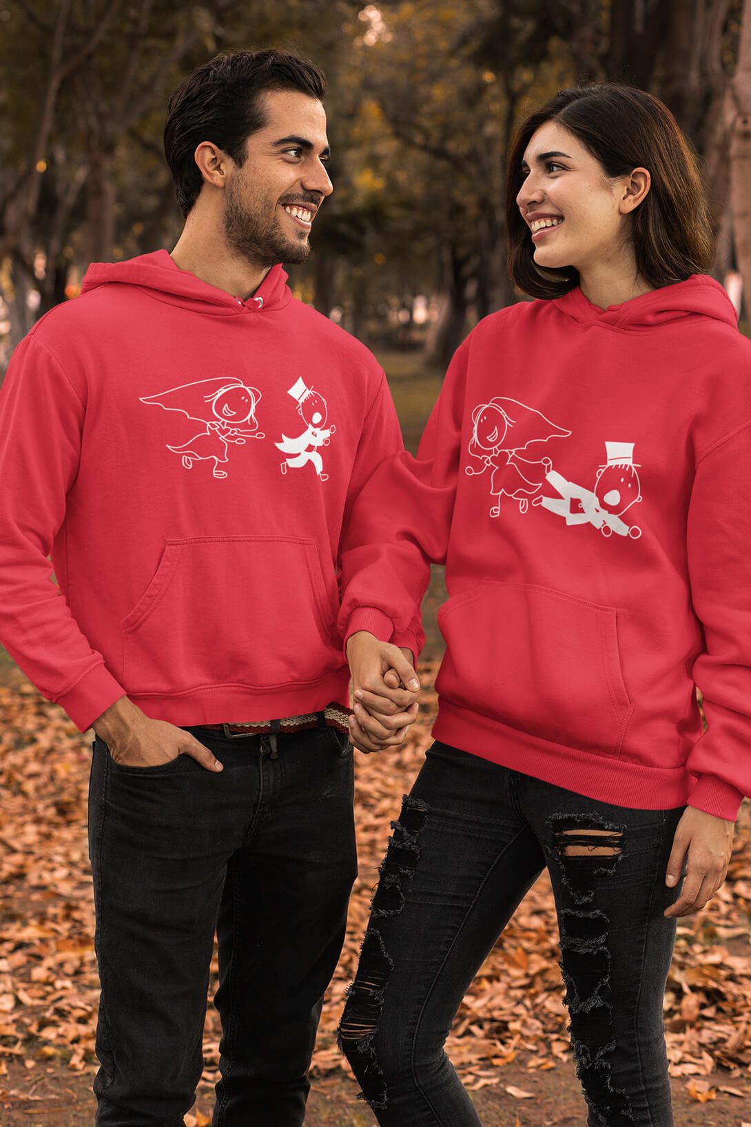 Mikiny pro páry Svatební pár Barva: Červená, Dámska velikost: XS, Pánska velikost: S