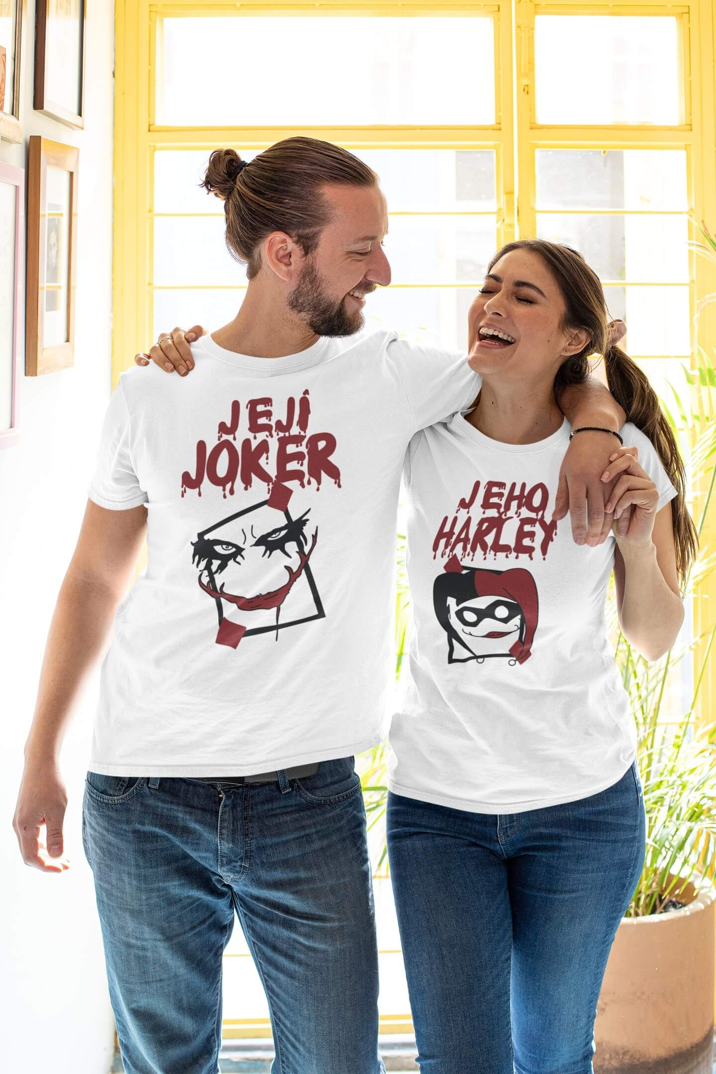 Tričká pro páry Joker a Harley Barva: Bílá, Dámska velikost: M, Pánska velikost: L