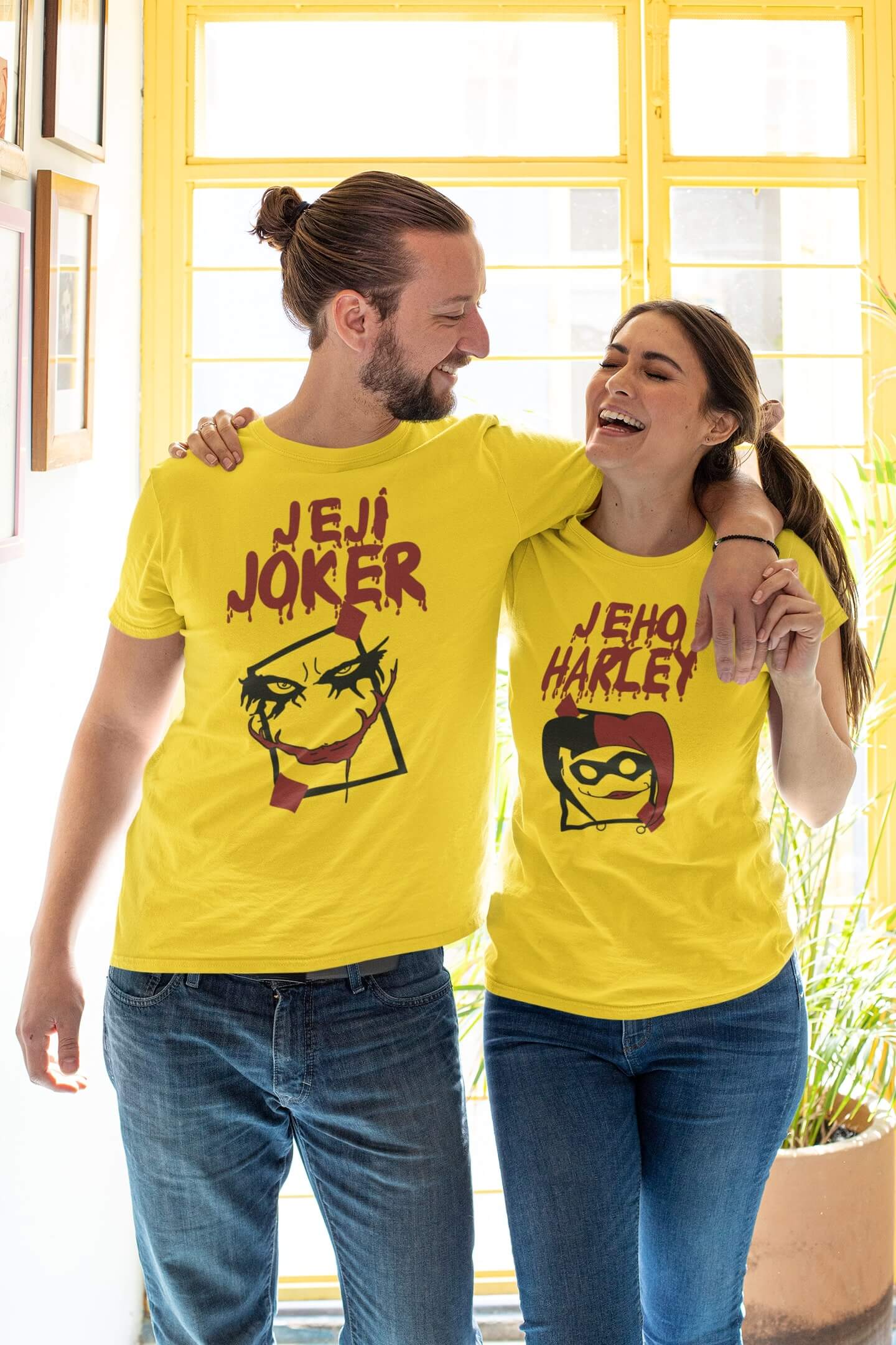 Tričká pro páry Joker a Harley Barva: Žlutá, Dámska velikost: 2XL, Pánska velikost: 3XL
