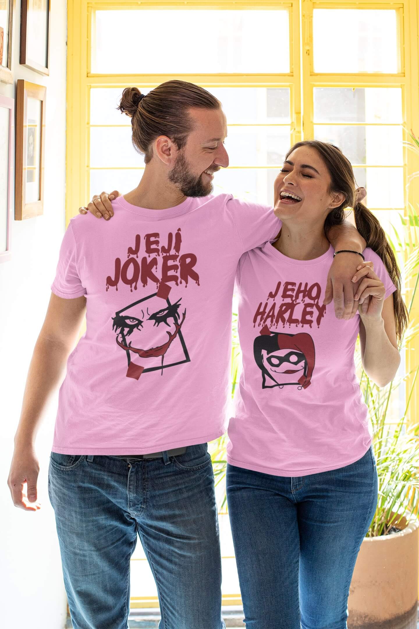 Tričká pro páry Joker a Harley Barva: Růžová, Dámska velikost: S, Pánska velikost: S