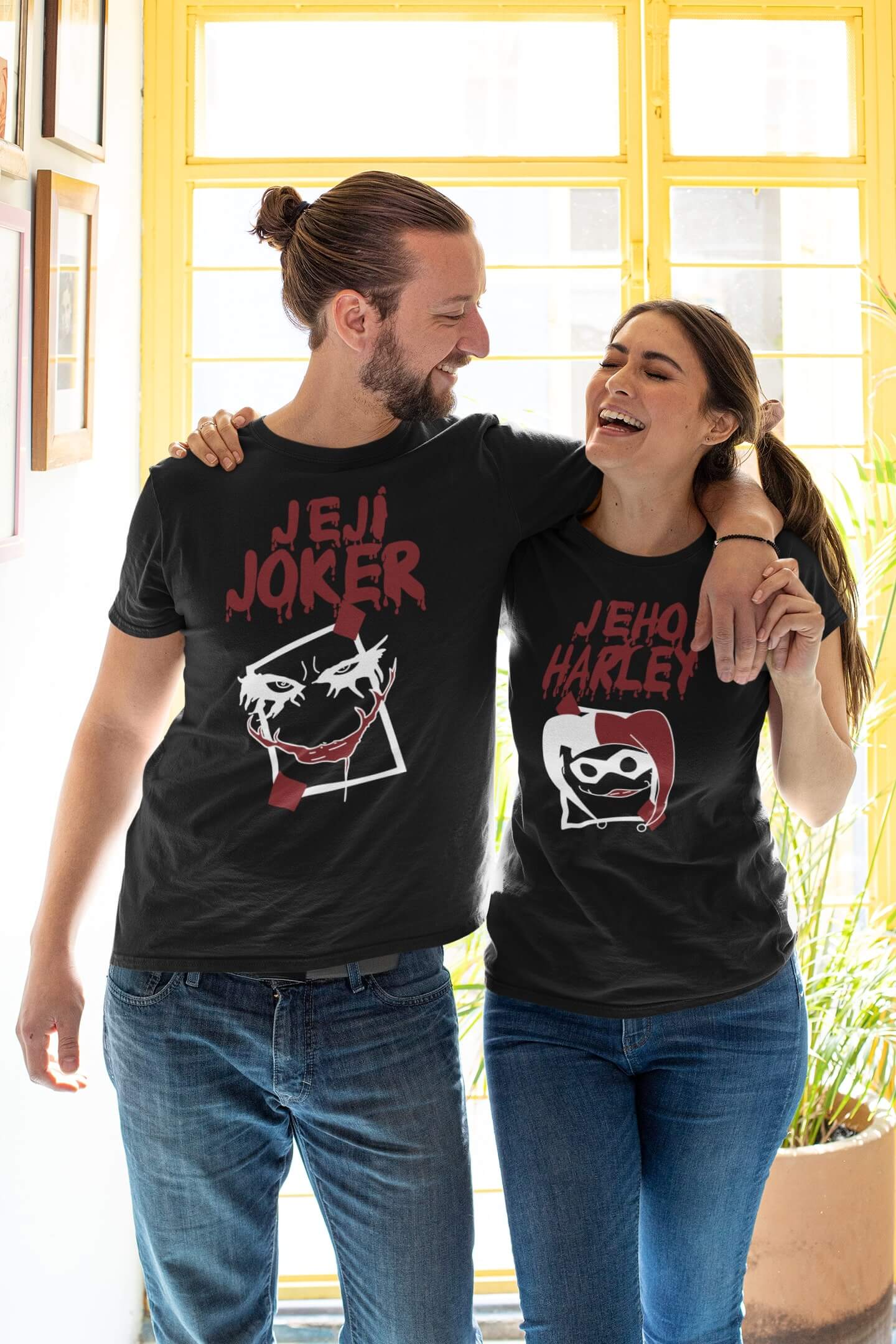 Tričká pro páry Joker a Harley Barva: Černá, Dámska velikost: XL, Pánska velikost: 4XL
