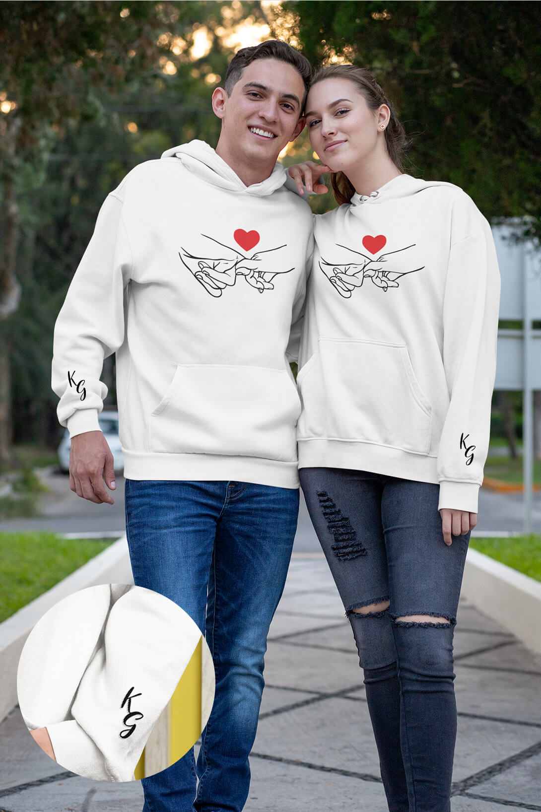 Mikiny pro páry s iniciálami jmen Barva: Bílá