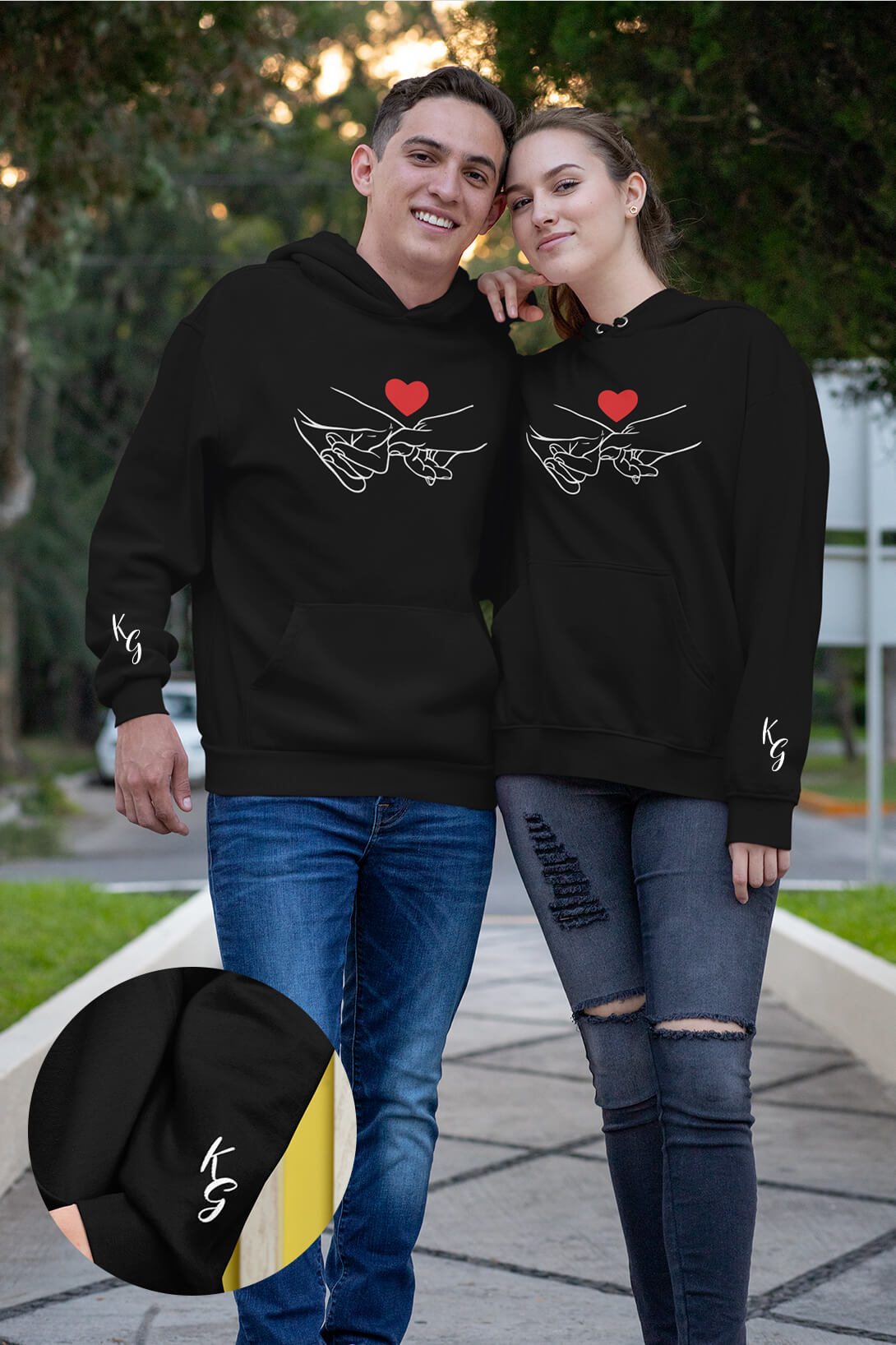 Mikiny pro páry s iniciálami jmen Barva: Černá