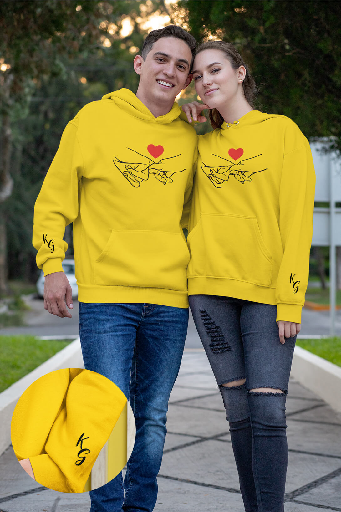 Mikiny pro páry s iniciálami jmen Barva: Žlutá