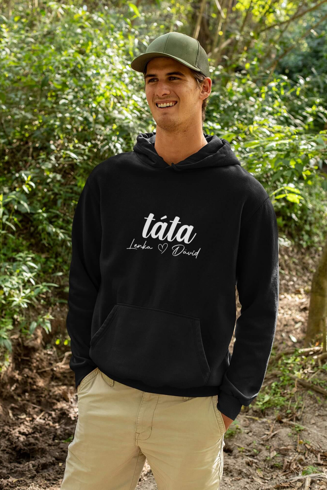 Pánská mikina Táta se jmény dětí Barva: Černá