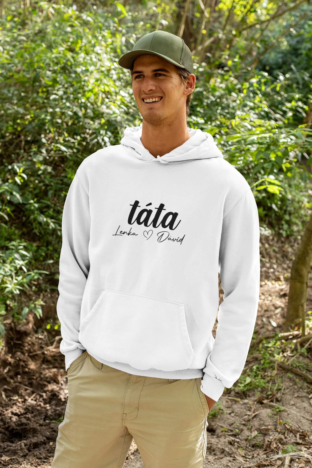 Pánská mikina Táta se jmény dětí Barva: Bíla